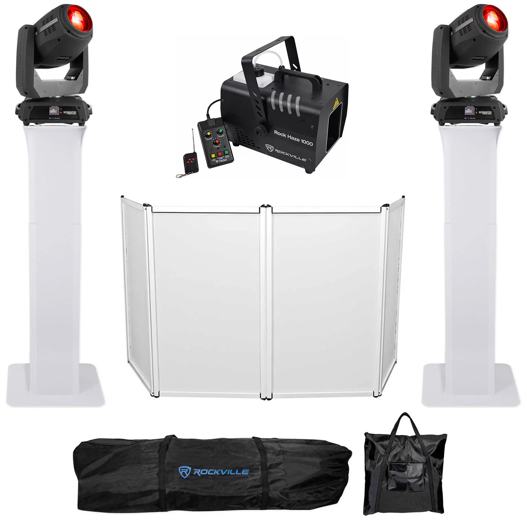2) Chauvet DJ Intimidator Hybrid 140SR Moving Heads+Totems+Facade+Hazer