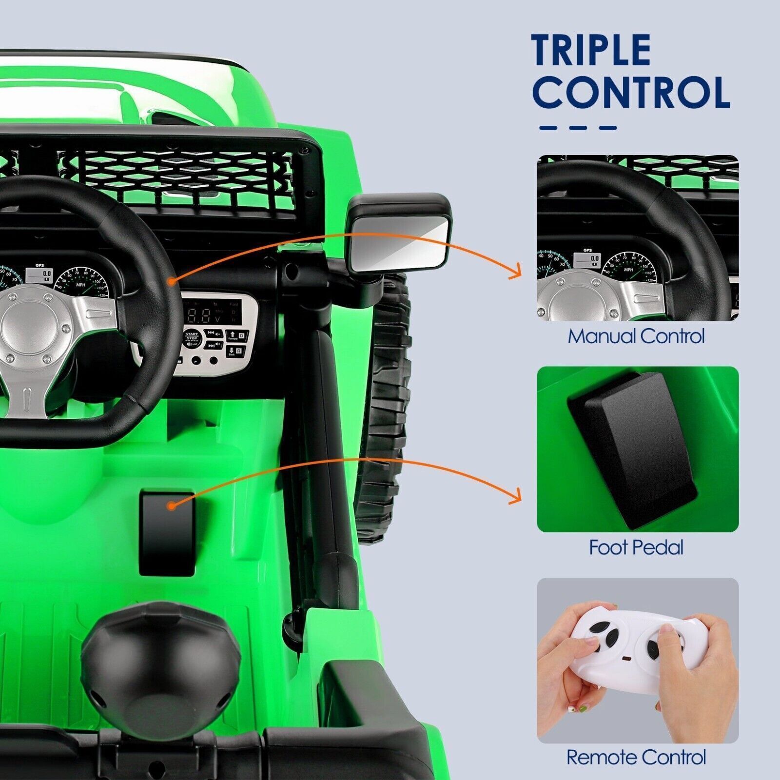 Electric Ride-On Truck for Kids with Remote Control, MP3 Player, LED Lights, and 12V Battery