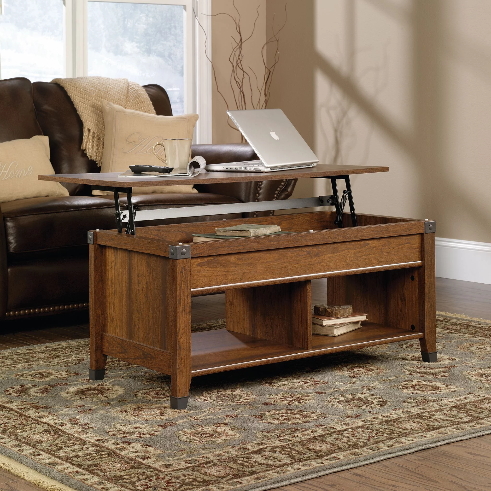 Sauder Carson Forge Lift-Top Coffee Table, Washington Cherry Finish