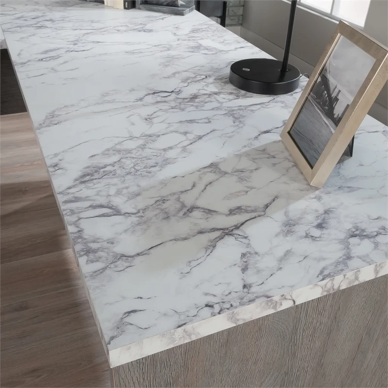 UrbanPro Modern Engineered Wood L-Shaped Desk in Ashen Oak Finish