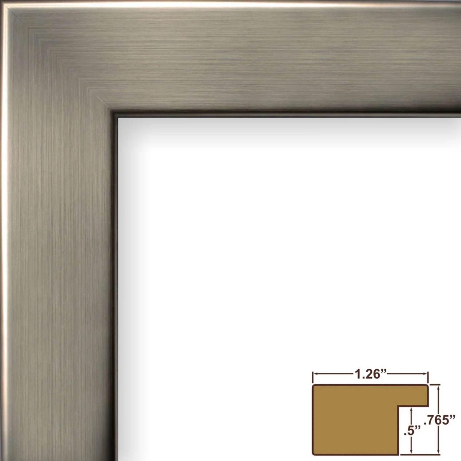 Craig Frames Bauhaus 125, 24 x 24 inch Picture Frame, Modern Stainless Silver