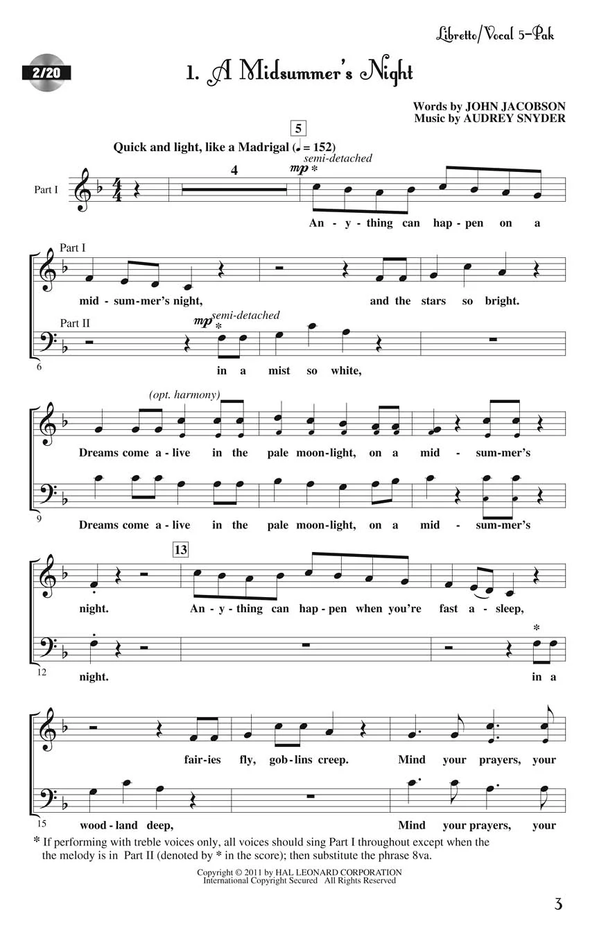 Hal Leonard A Midsummer Night's Dream (Musical Adaptation
