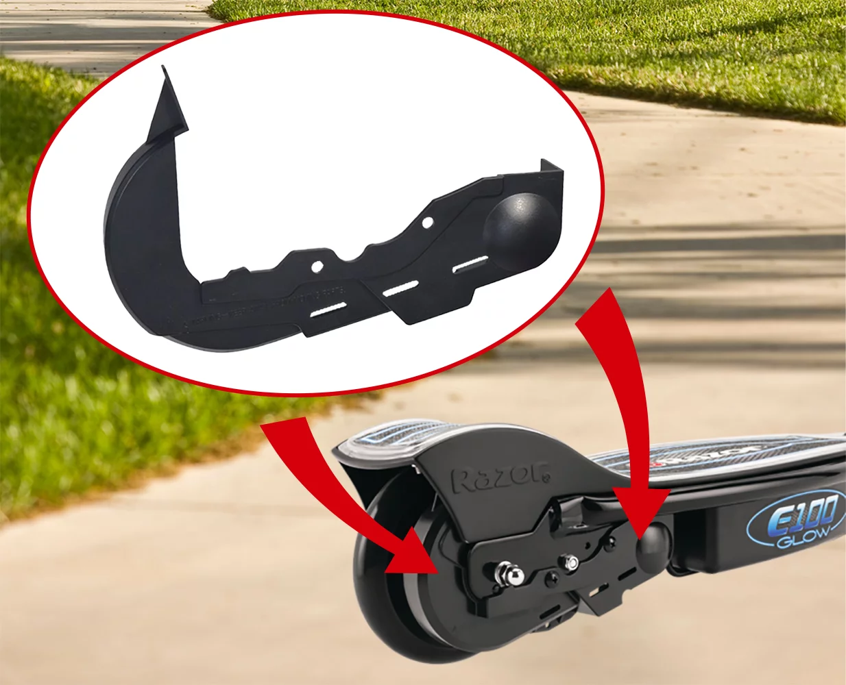 AlveyTech Chain Guard fits the Razor E100/E125, E100 Glow, E150, E175, and eSpark, Electric Scooter