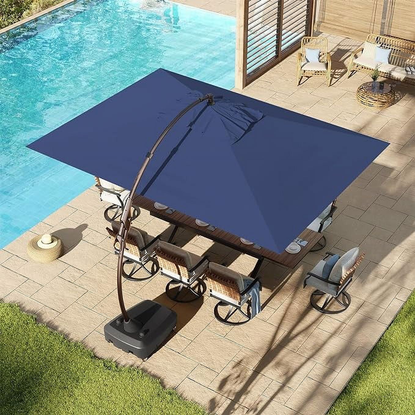 Grand Patio Outdoor 10x13 ft Rectangular Offset Umbrella for Pool, Garden, Deck (Navy Blue)
