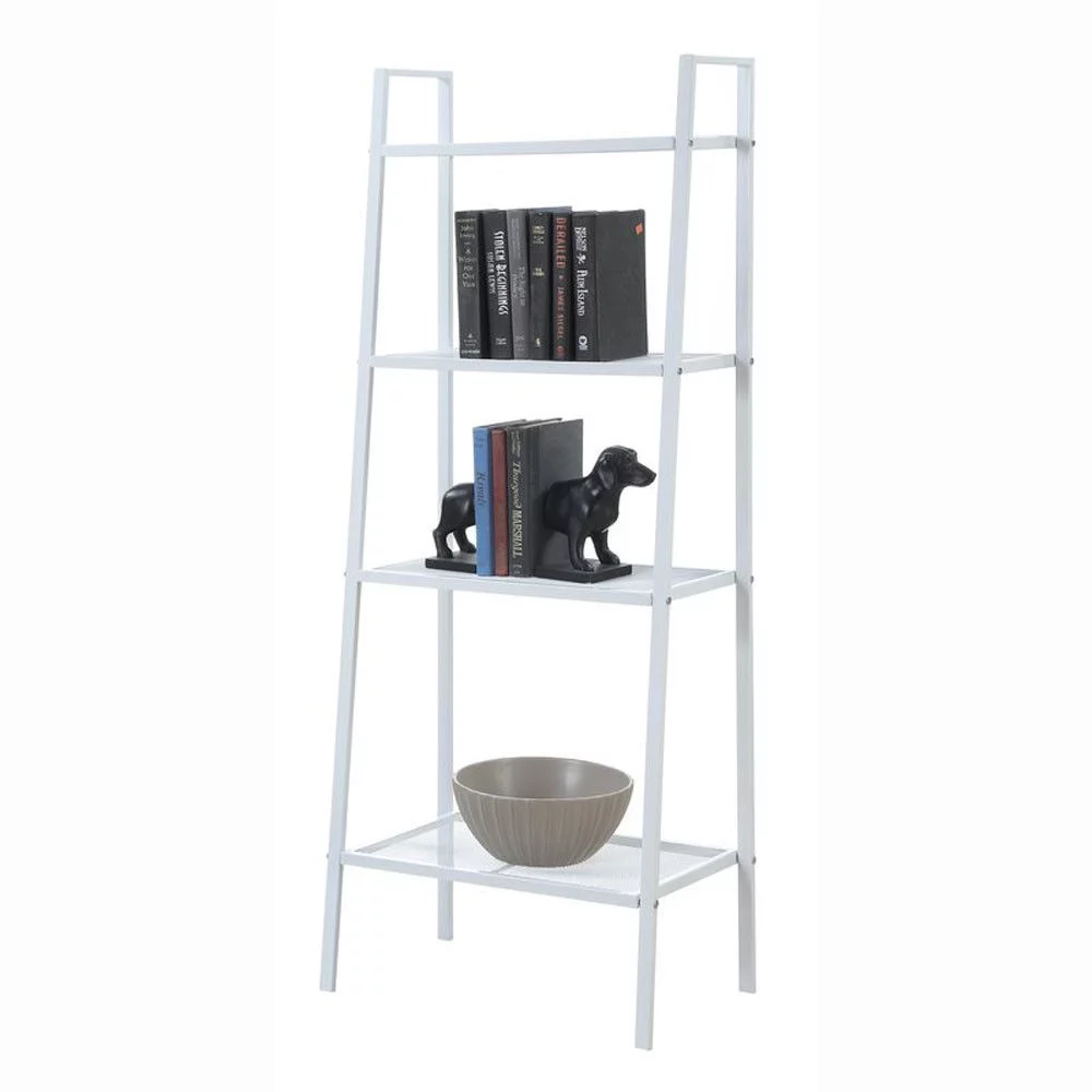 UBesGoo 4-Tier Metal Leaning Ladder, Wall Mounted Bookshelf Storage Shelf for Bedroom Study Room Living Room