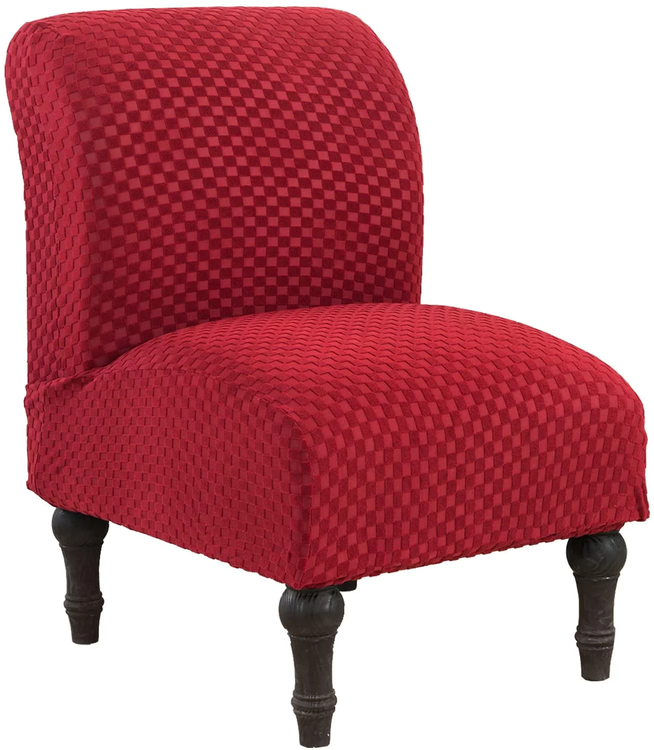 TOPCHANCES Stretch Textured Grid Armless Wing Back Chair Slipcover,  Armless Accent Chair Cover Universal Removable Washable