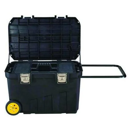 Mobile Tool Chest, 24 Gallon, 30  W x 19  D x 19  H, Plastic, Black, Tote Tray, 2 Compartments