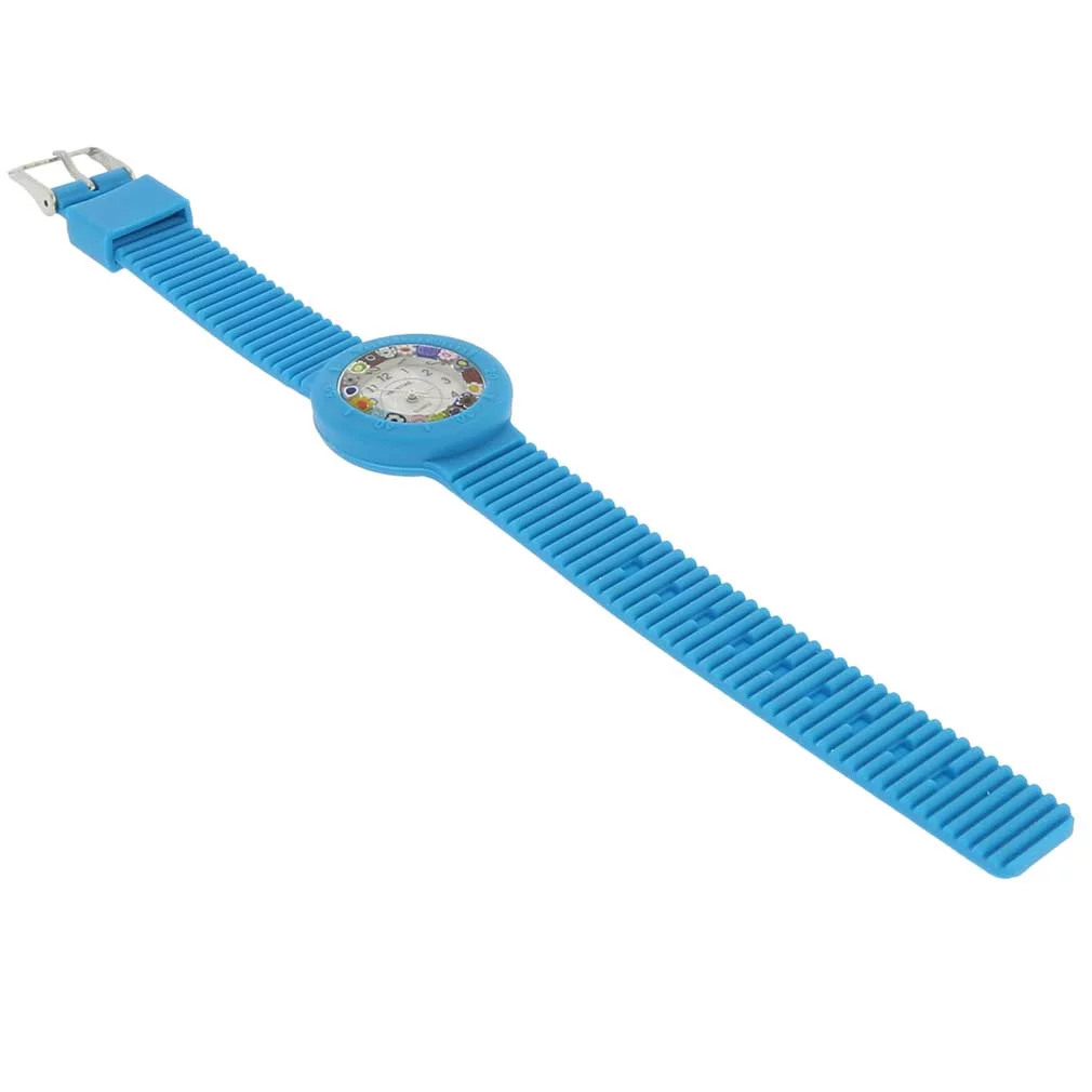 GlassOfVenice Murano Glass Millefiori Watch with Rubber Band - Aqua Blue
