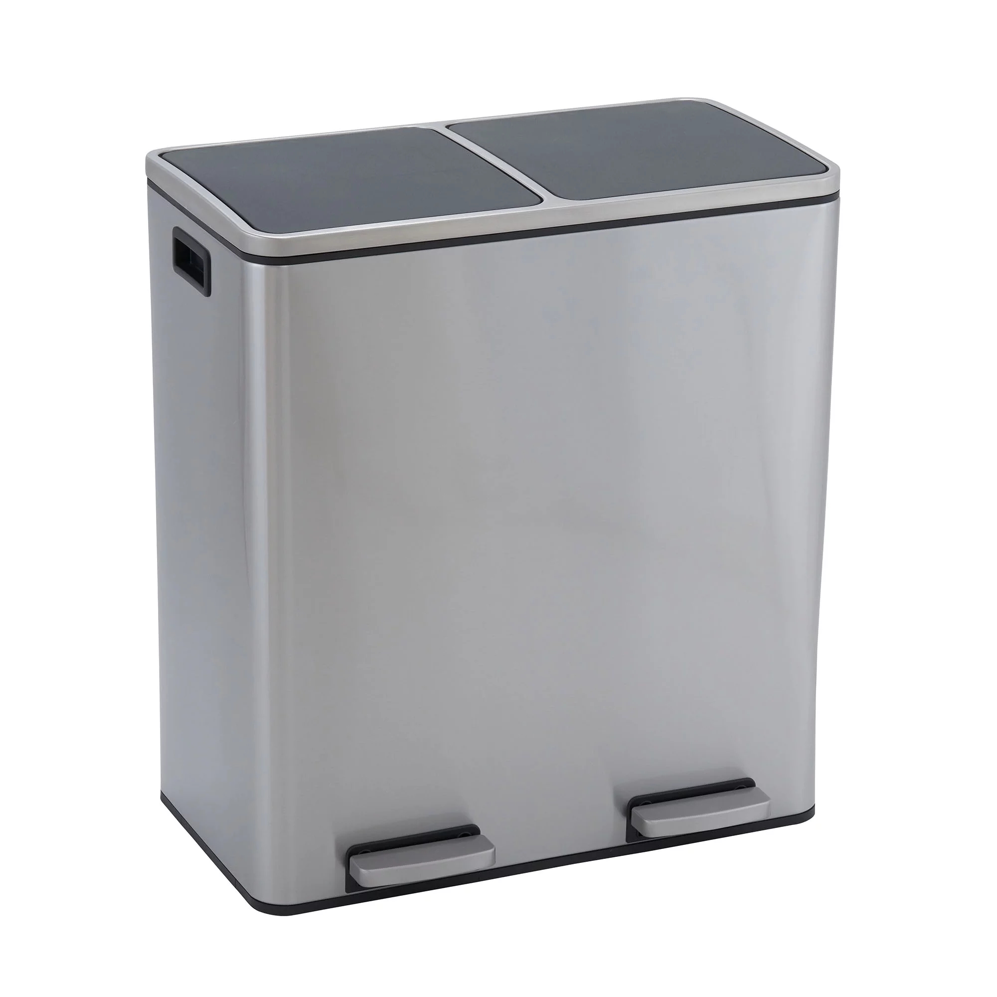 Design Trend Dual Compartments Stainless Steel Kitchen Step On Garbage Can and Recycle, 8 gal