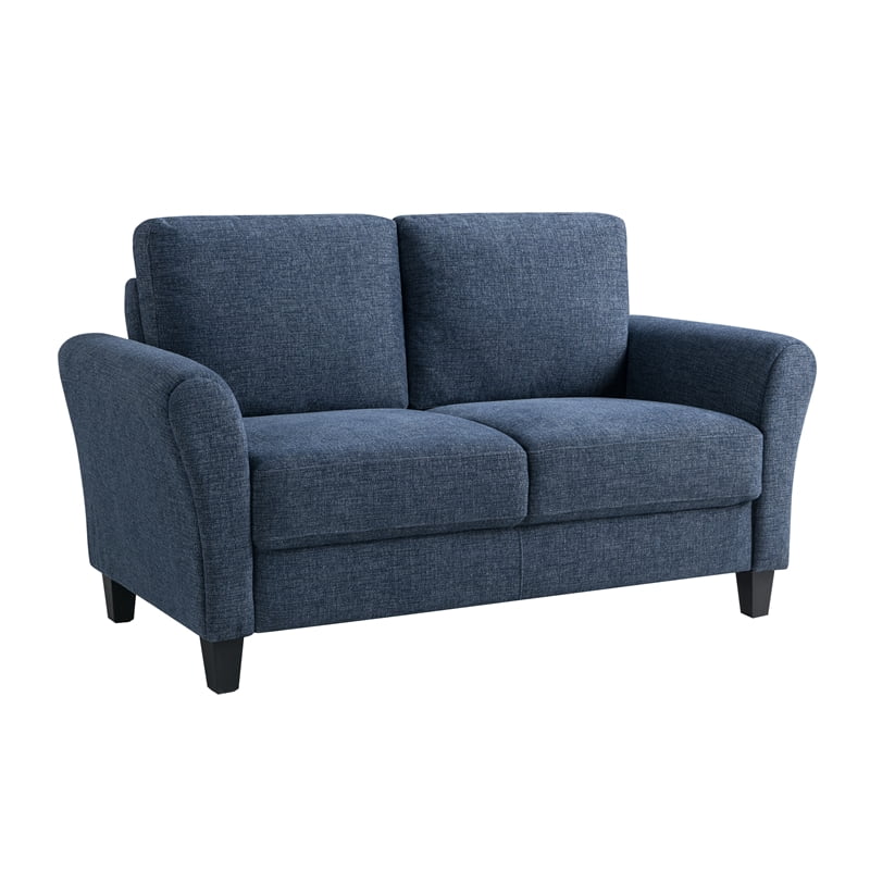 Lifestyle Solutions Alexa Loveseat with Rolled Arms, Blue Fabric