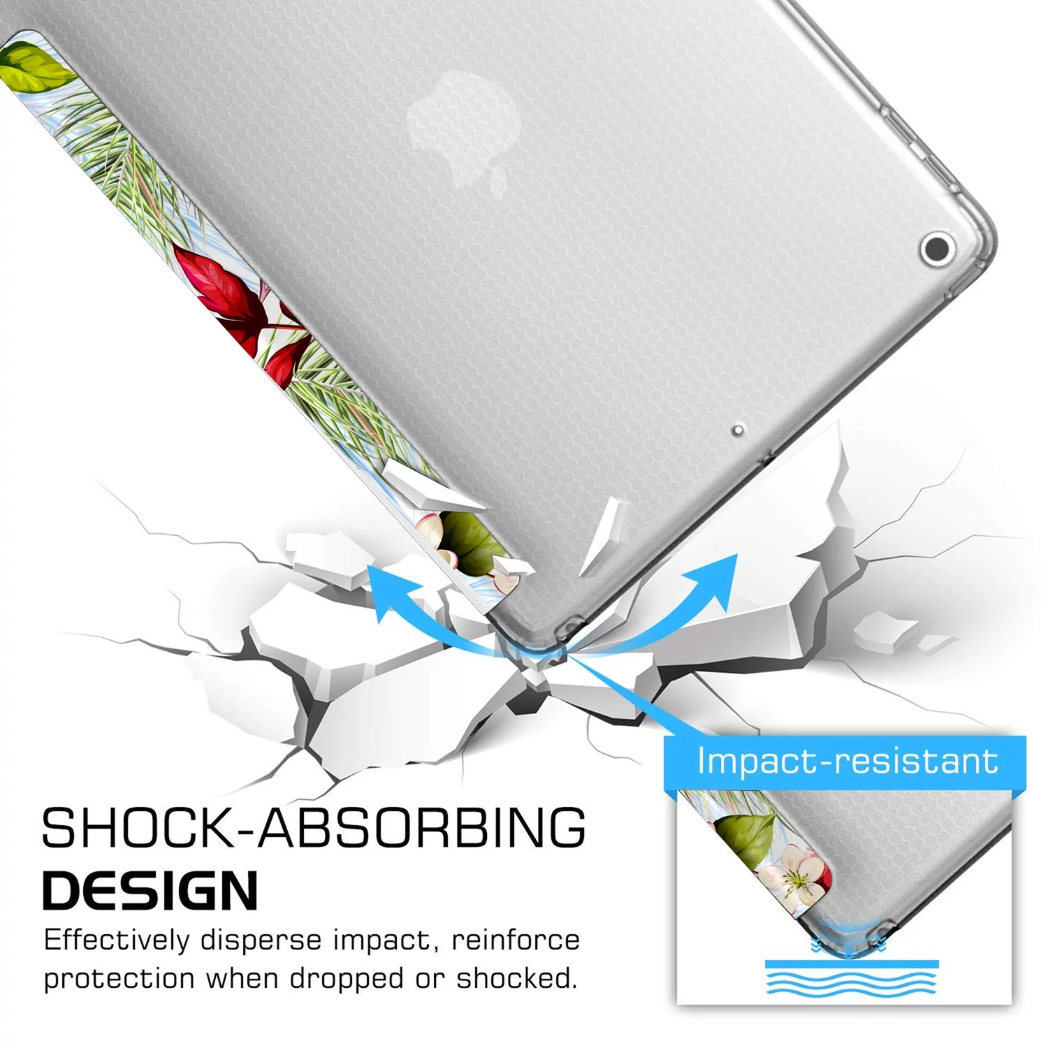 iPad 9.7 5th 6th Gen Air 1st 2nd Generation [iPad 5 6 Air 1 2] A1893 A1822 A1566 MH2V2LL/A MRM52LL/A MP242LL/A Magnetic Dual Angle Stand with Honeycomb Pattern Printed Cover - Birds & Flowers