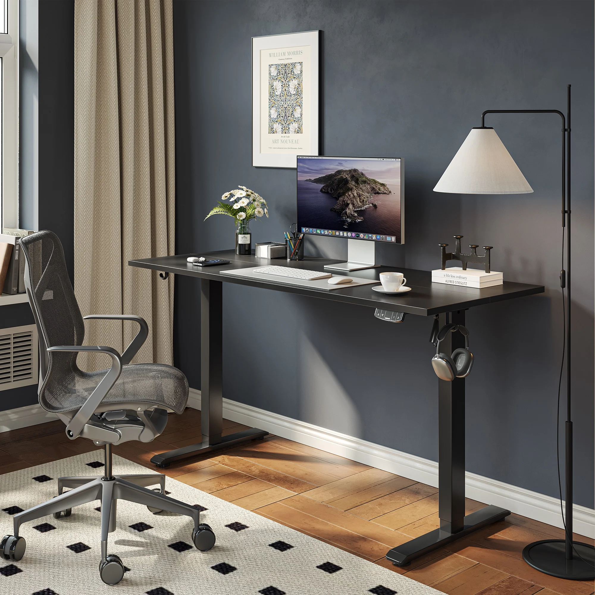 Agilestic Electric Standing Desk, 40 x 24 Inches Height Adjustable Desk, Sit Stand up Desk for Work Office Home, Ergonomic Rising Computer Table, Black