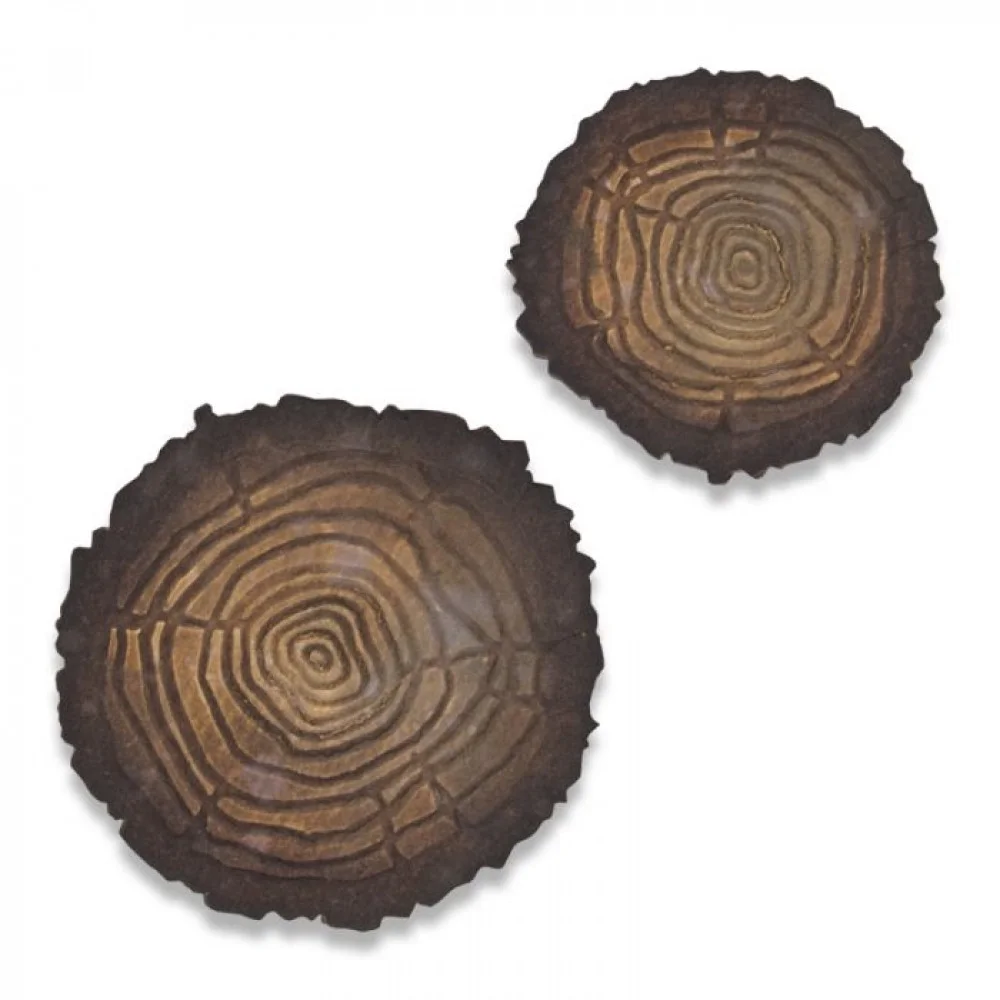 Sizzix Bigz Die w/Texture Fades Embossing Folder Tree Rings Mini by Tim Holtz