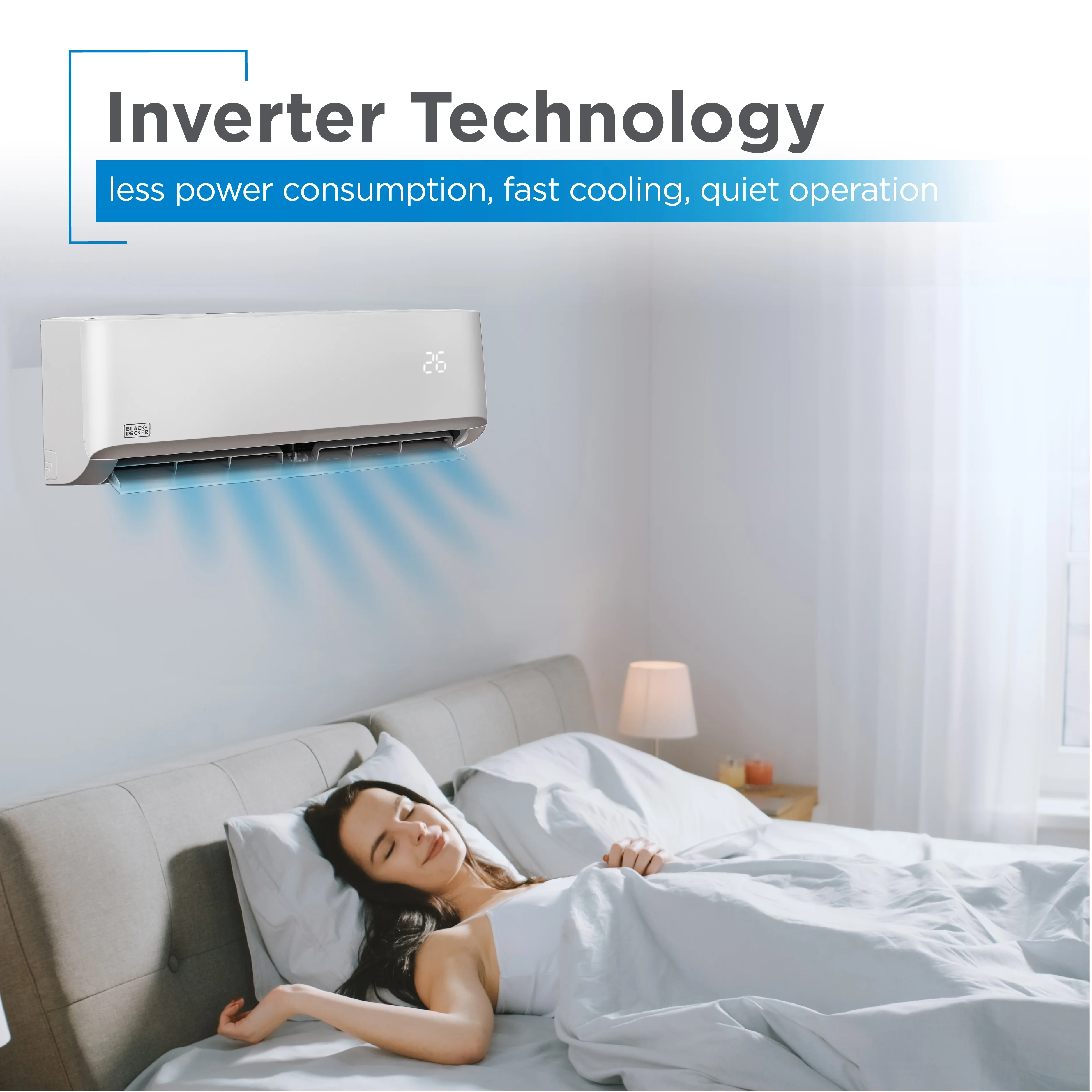 BLACK+DECKER 12,000 BTU Inverter Mini Split Air Conditioner with Heat Pump, Ductless Mini-Split Inverter Air Conditioner Cools & Heats Up To 550 Sq. Ft., Remote Control, 20.8 SEER, 115V, White