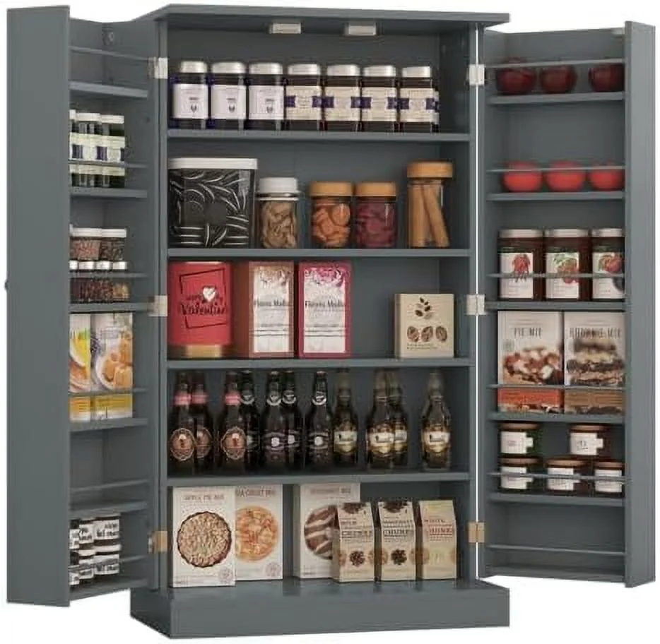 GEROBOOM 72'' Tall Kitchen Pantry Cabinet  Farmhouse  Cabinet with 4 Doors  Drawer and Adjustable   Freestanding Wooden Cupboard Buffet for Dining Room Living Room  White