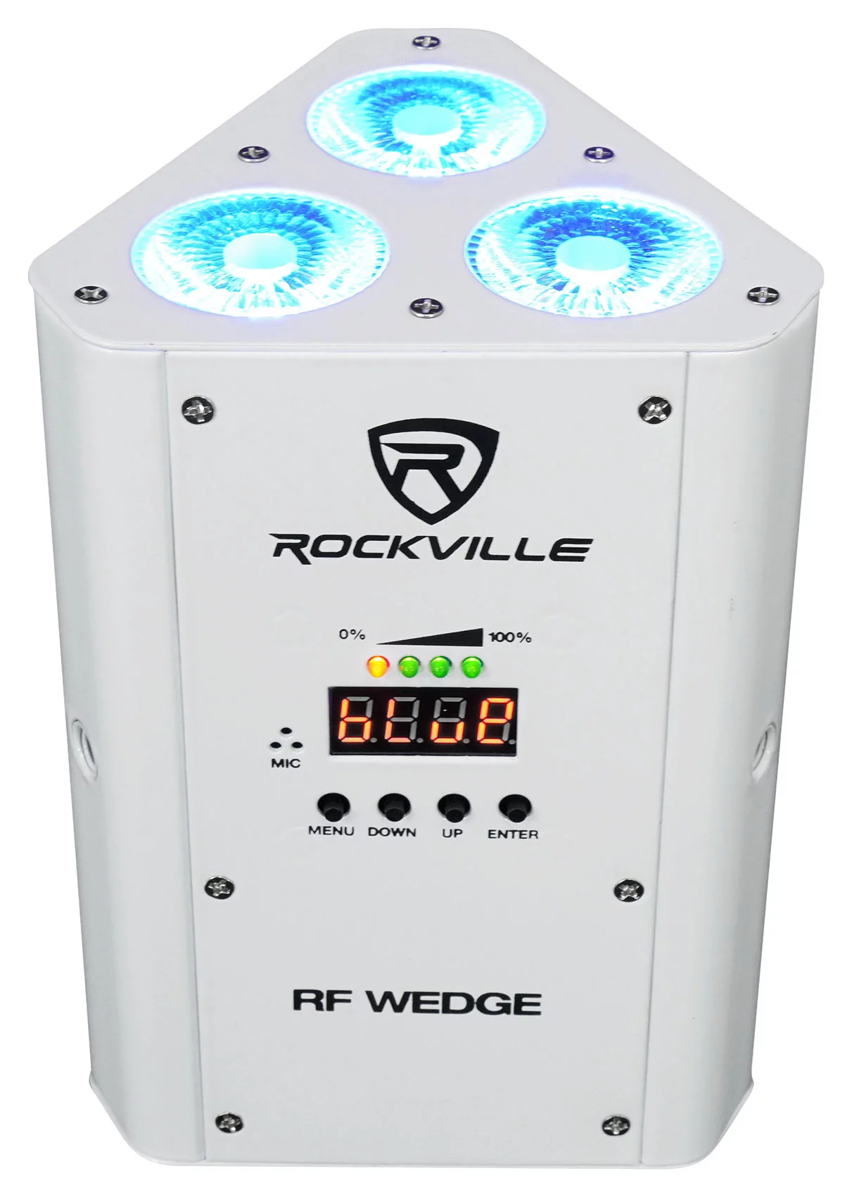 5 Rockville RF WEDGE WHITE RGBWA+UV Battery Wireless DMX DJ Up Lights+RF Remotes
