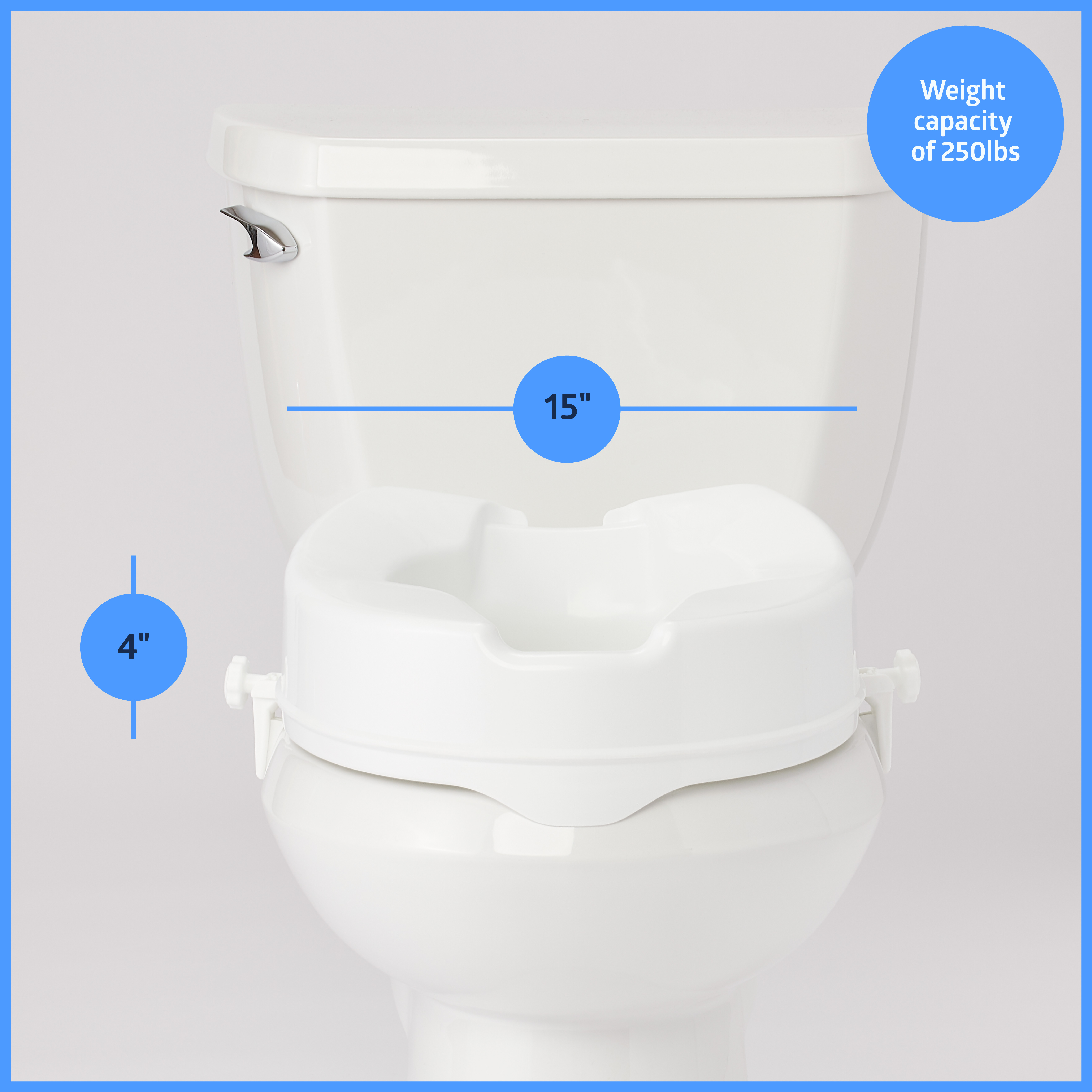 Medline Raised Toilet Seat with Secure Side Locks, 4