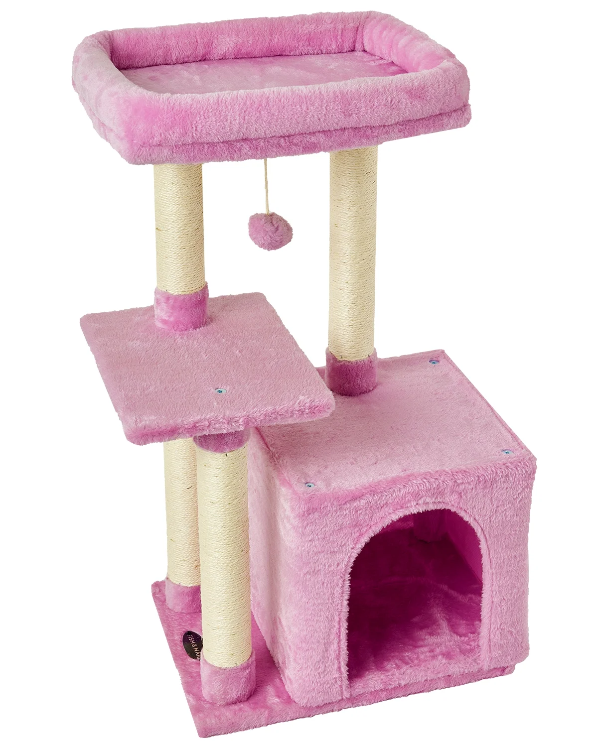Cat Tree Cat Tower Cat Condo Sisal Scratching Posts with Jump Platform and Cat Ring Cat Furniture Activity Center Kitten Play House PINK