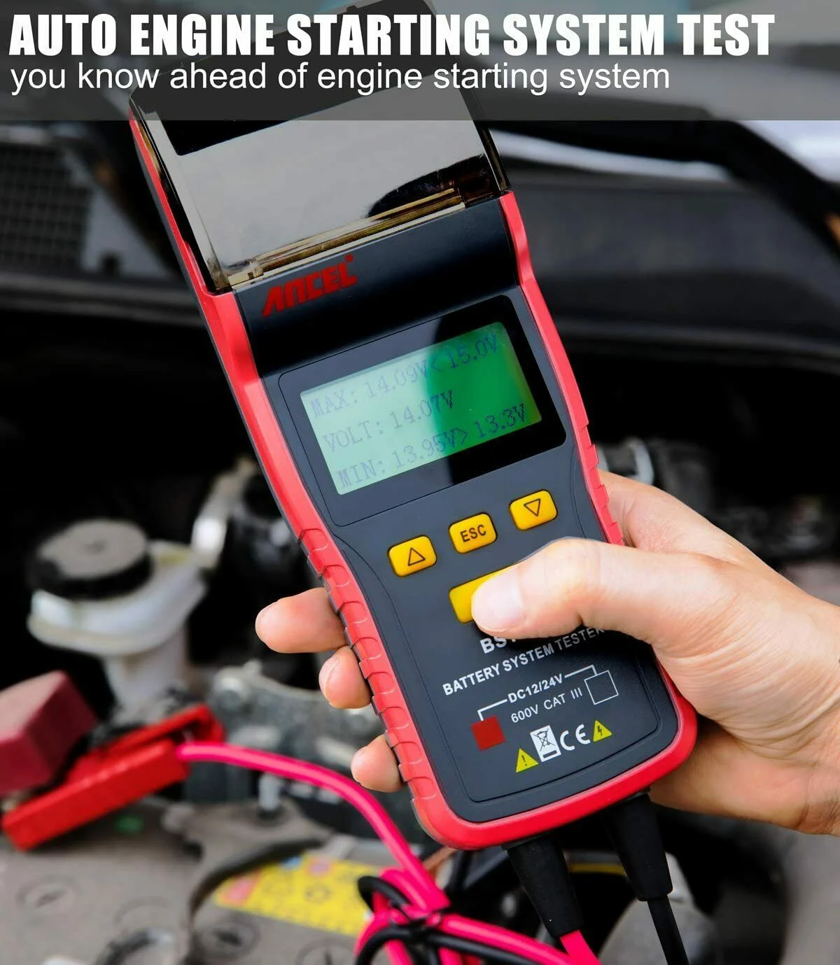 ANCEL BST500 12V&24V Car Battery Charging Tester Analyzer With Printer Heavy Duty Truck Car Battery Test Auto Diagnostic tool