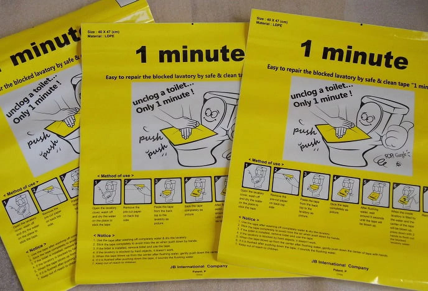 Toilet Flush Sheets, Disposable Sticker Plunger Toilet Sheets - 3 Packs (9 Sheets) by NuFlush