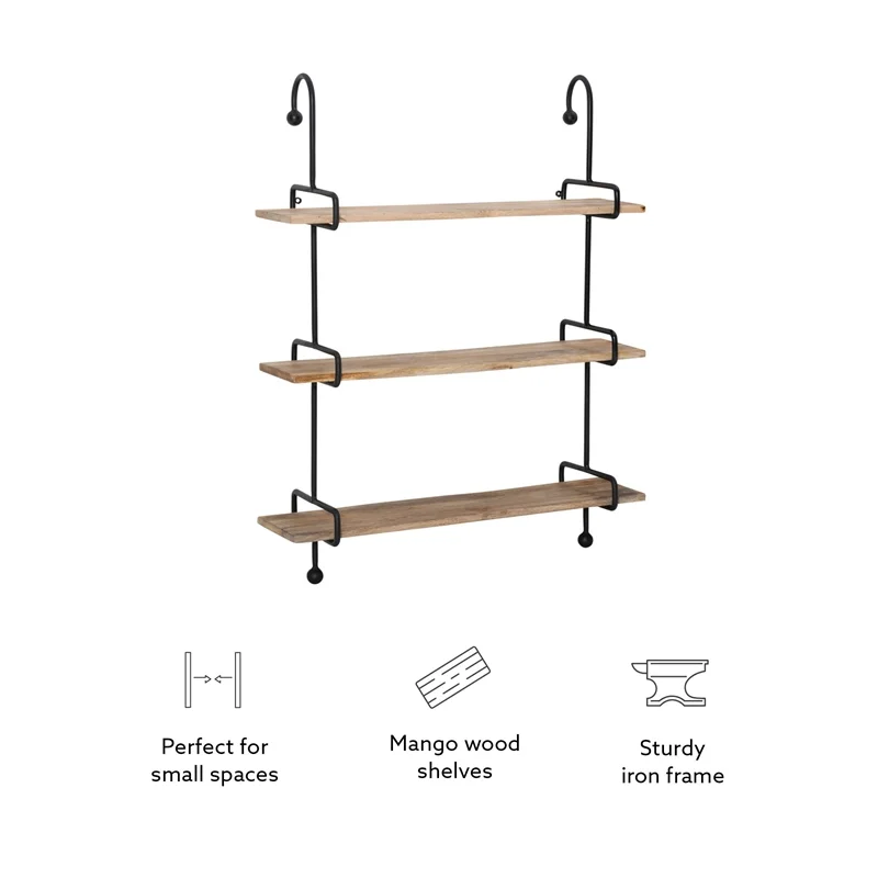 Linon Chrisley Metal Wall Shelves in Black