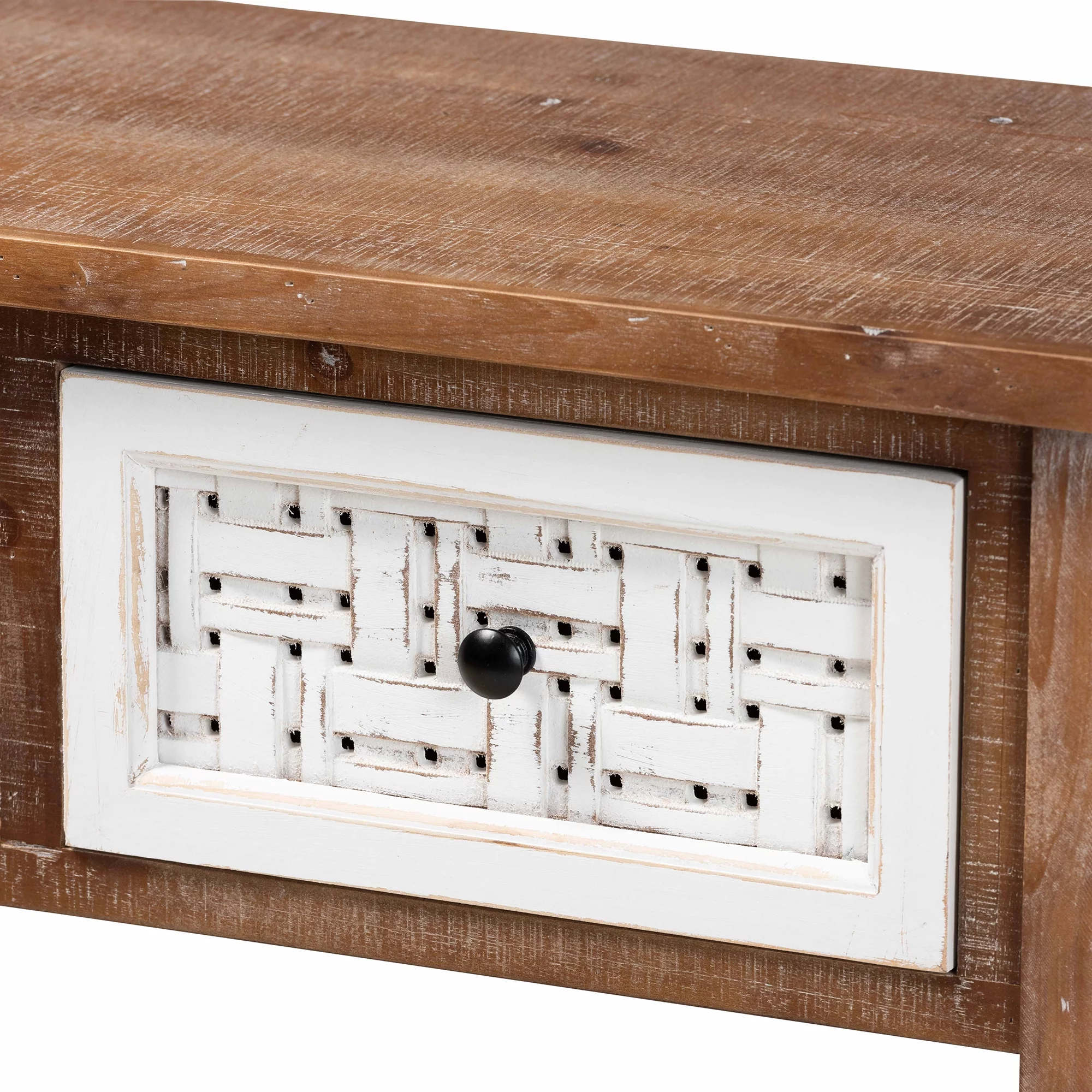 Baxton Studio Bonilla MDF Console Table, Drawer Included, Walnut Brown/White