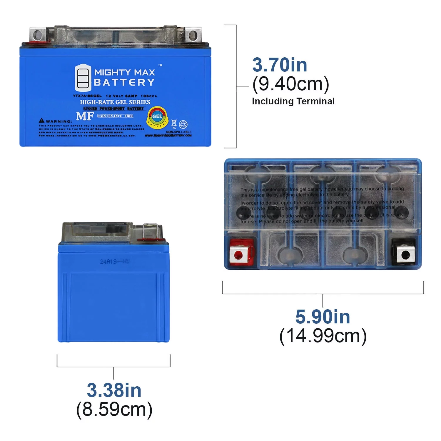 YTX7A-BS GEL Battery Replacement for CTX7A-BS Motorcycle