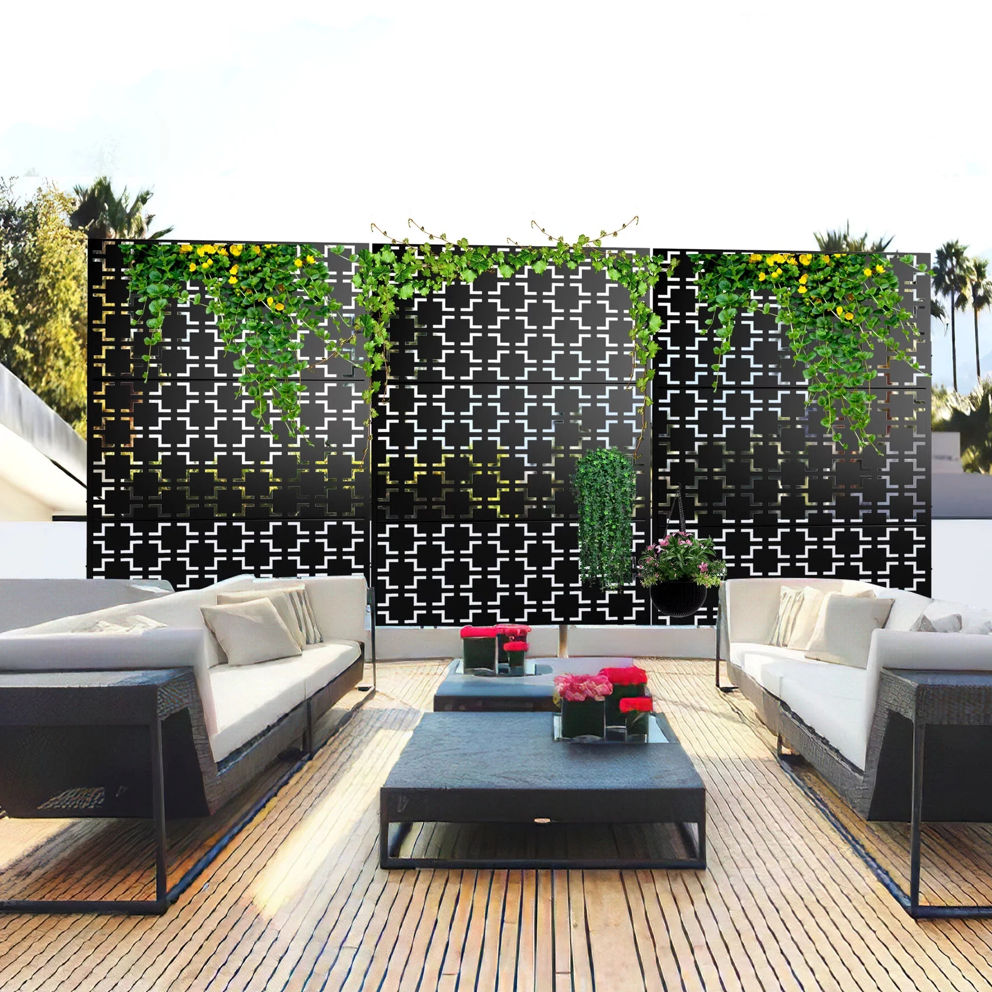 6.33 ft. H x 3.93 ft. W Laser Cut Metal Privacy Screen