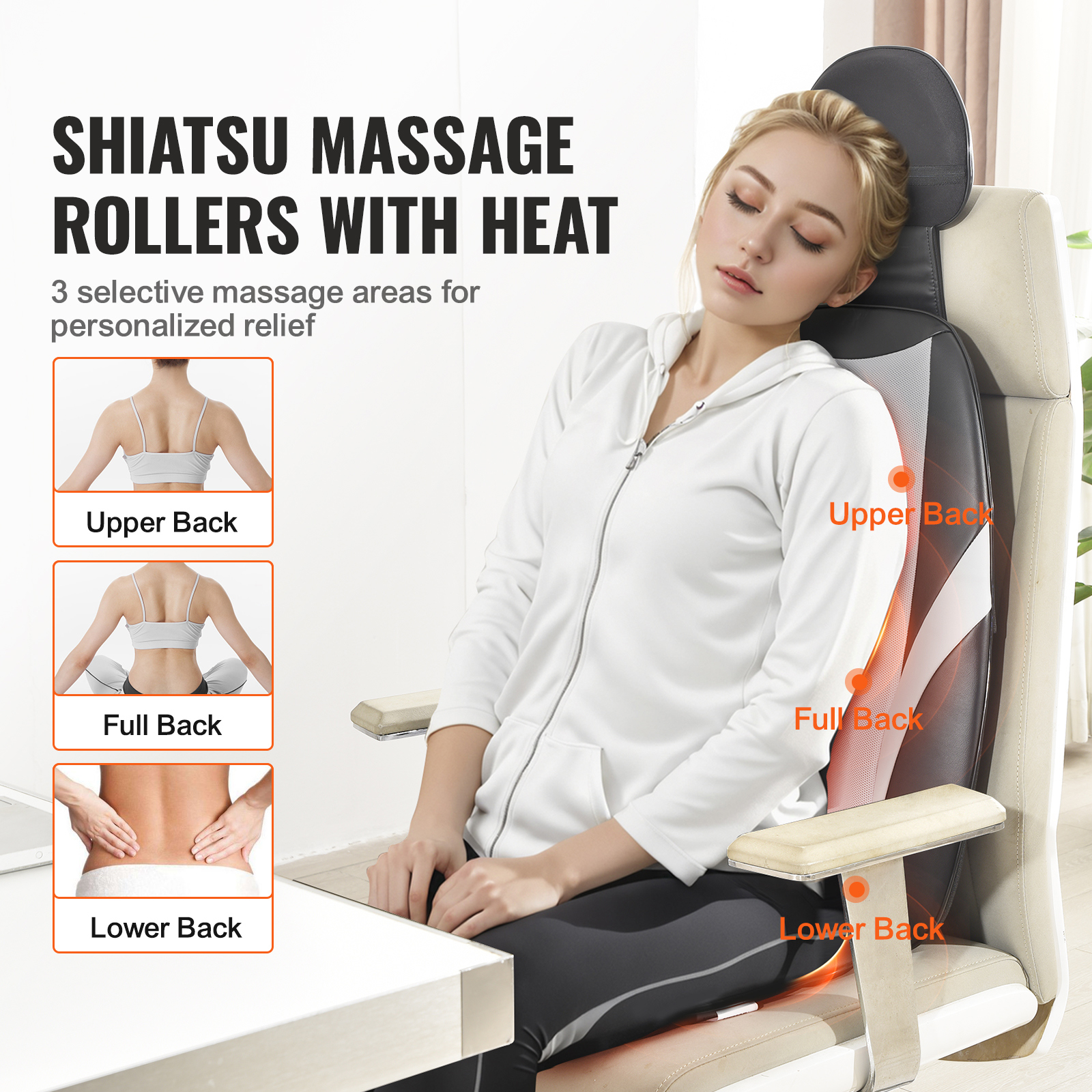 SKYSHALO Shiatsu Back Massager with Heat, Deep Kneading Massage Chair Pad with Adjustable Intensity& 5 Vibration Modes, Shiatsu Chair Massager to Relax Full Body Muscle