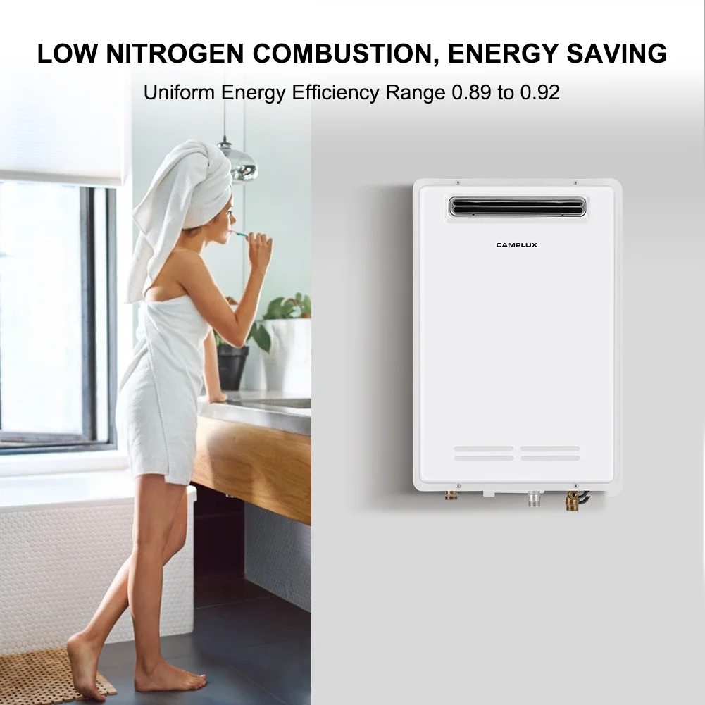 Camplux Natural Gas Tankless Water Heater,6.86 GPM Natural Gas Water Heater with Advanced High Capacity Flow Control, Whole House Use