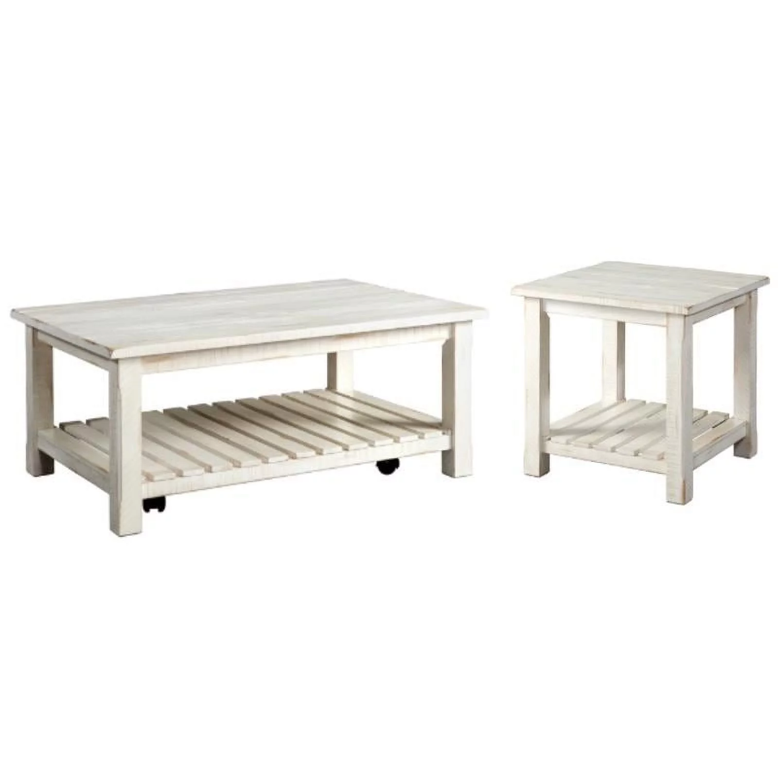 Home Square 2-Piece Set with Coffee Table & End Table in Antique White