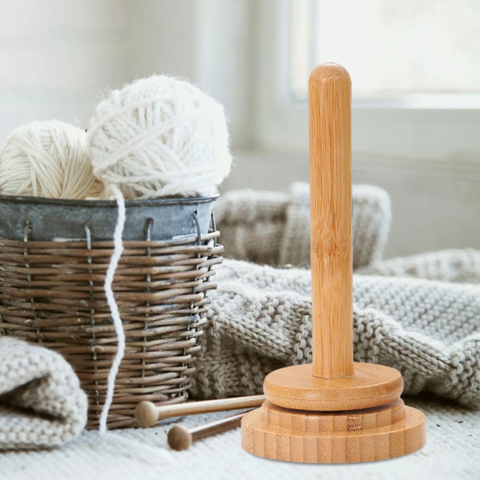 BLESIYA Crocheting Yarn Ball Holder Handcrafted Wooden Crochet Yarn Threading Holder