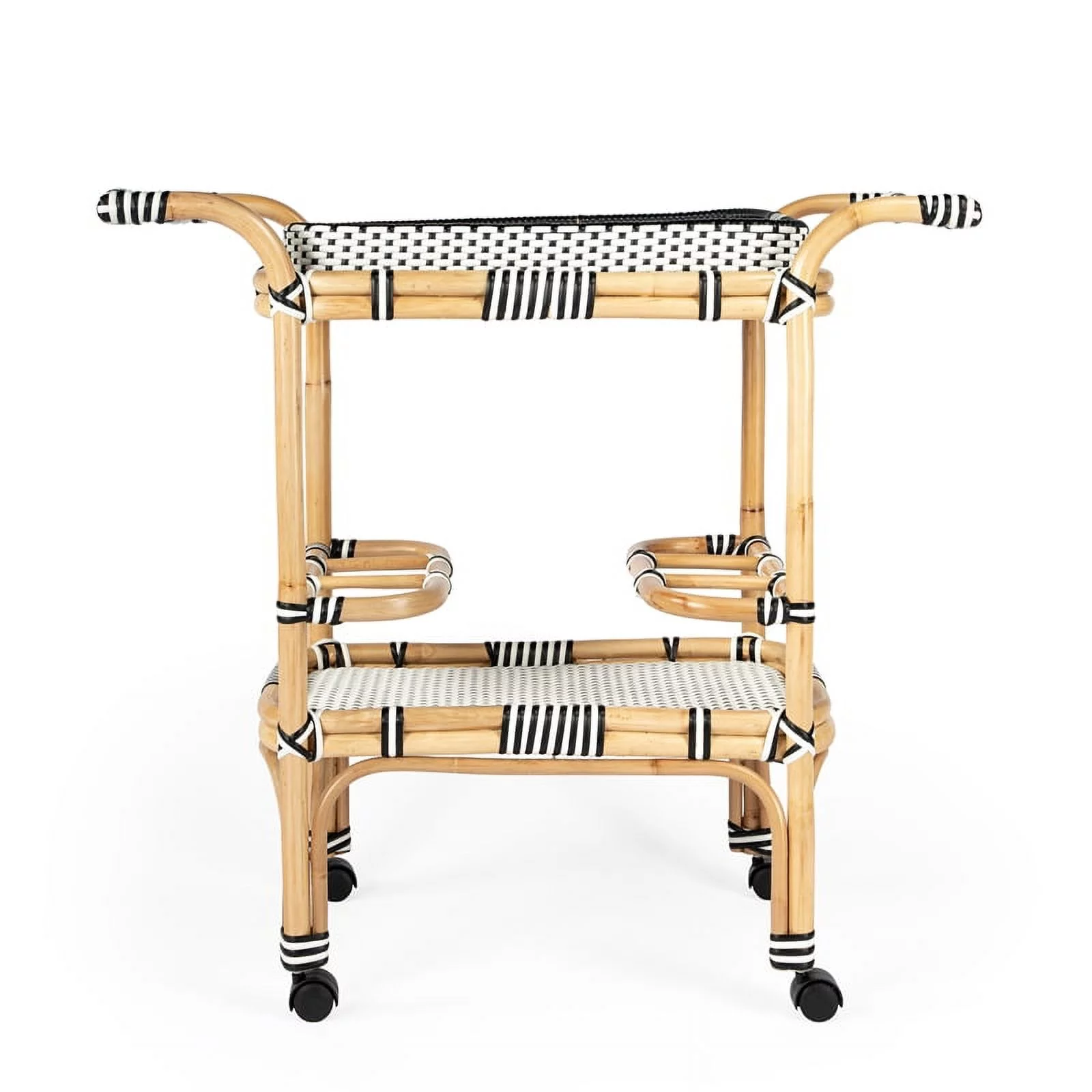 Beaumont Lane Black & White Rattan Bar Cart