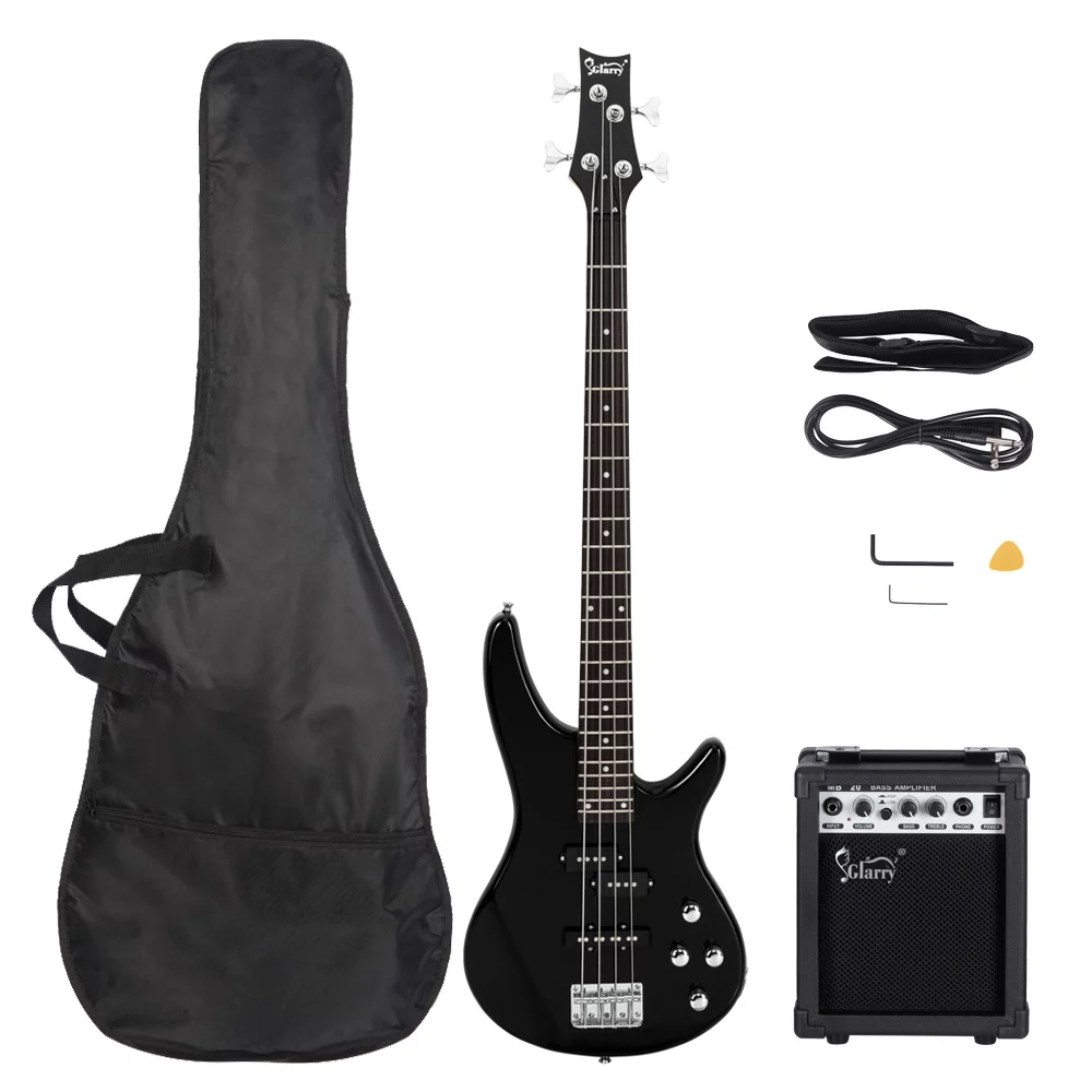BMTBUY Glarry GIB 4 String Full Size Electric Bass Guitar SS pickups and Amp Kit Black