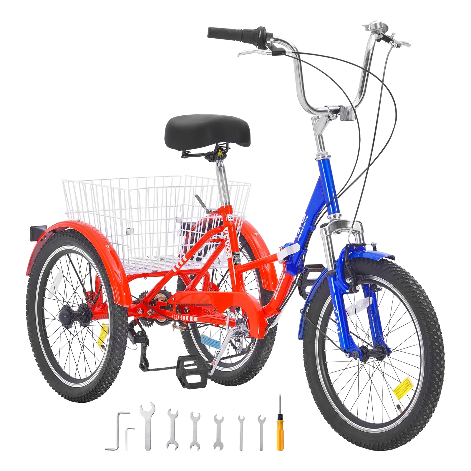 SKYSHALO Adult Folding Tricycle 20“ 7-Speed Adult 3 Wheel Trikes Carbon Steel