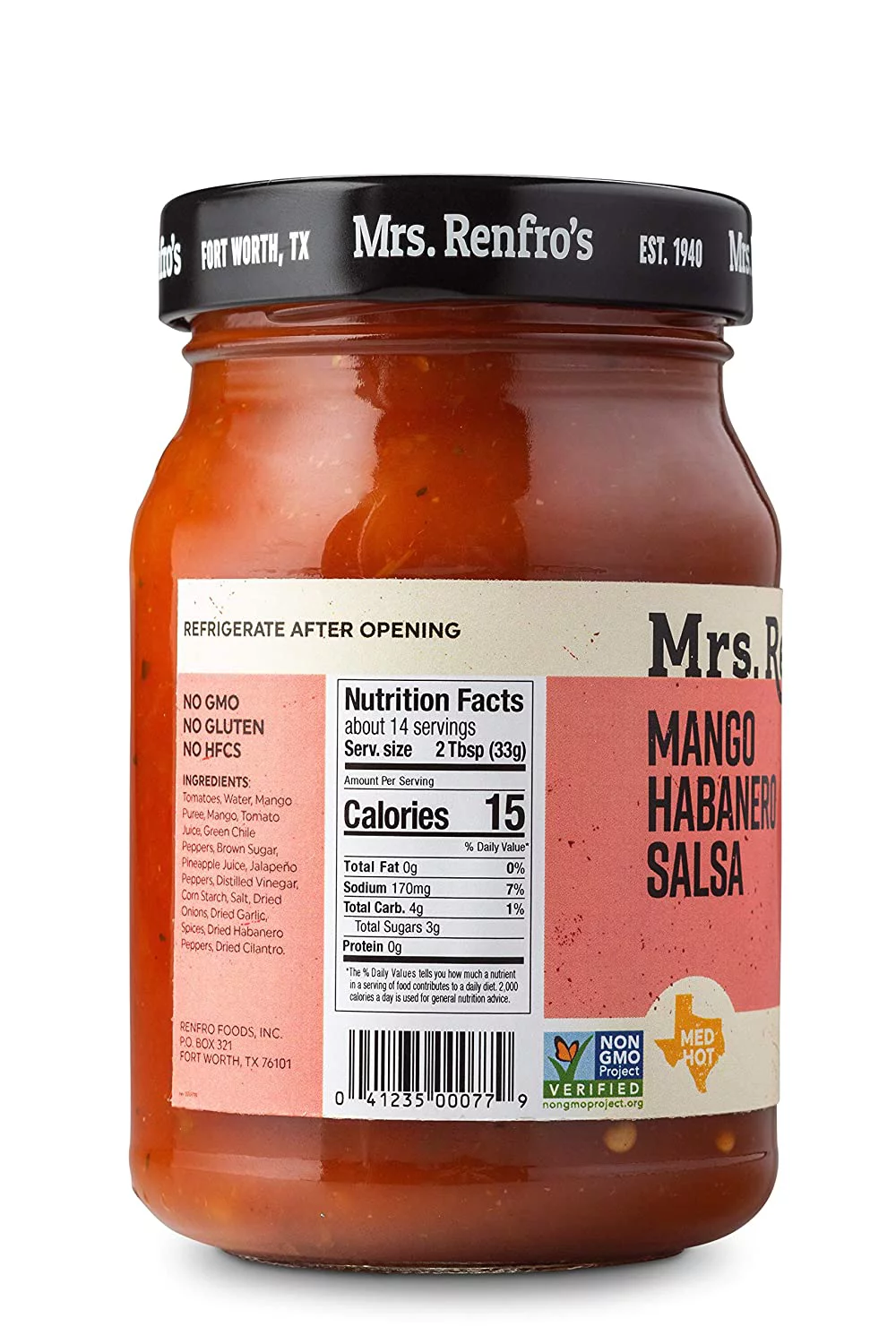 Mrs. Renfro's Habanero Salsa Medium Hot Mango 16 oz Pack of 2