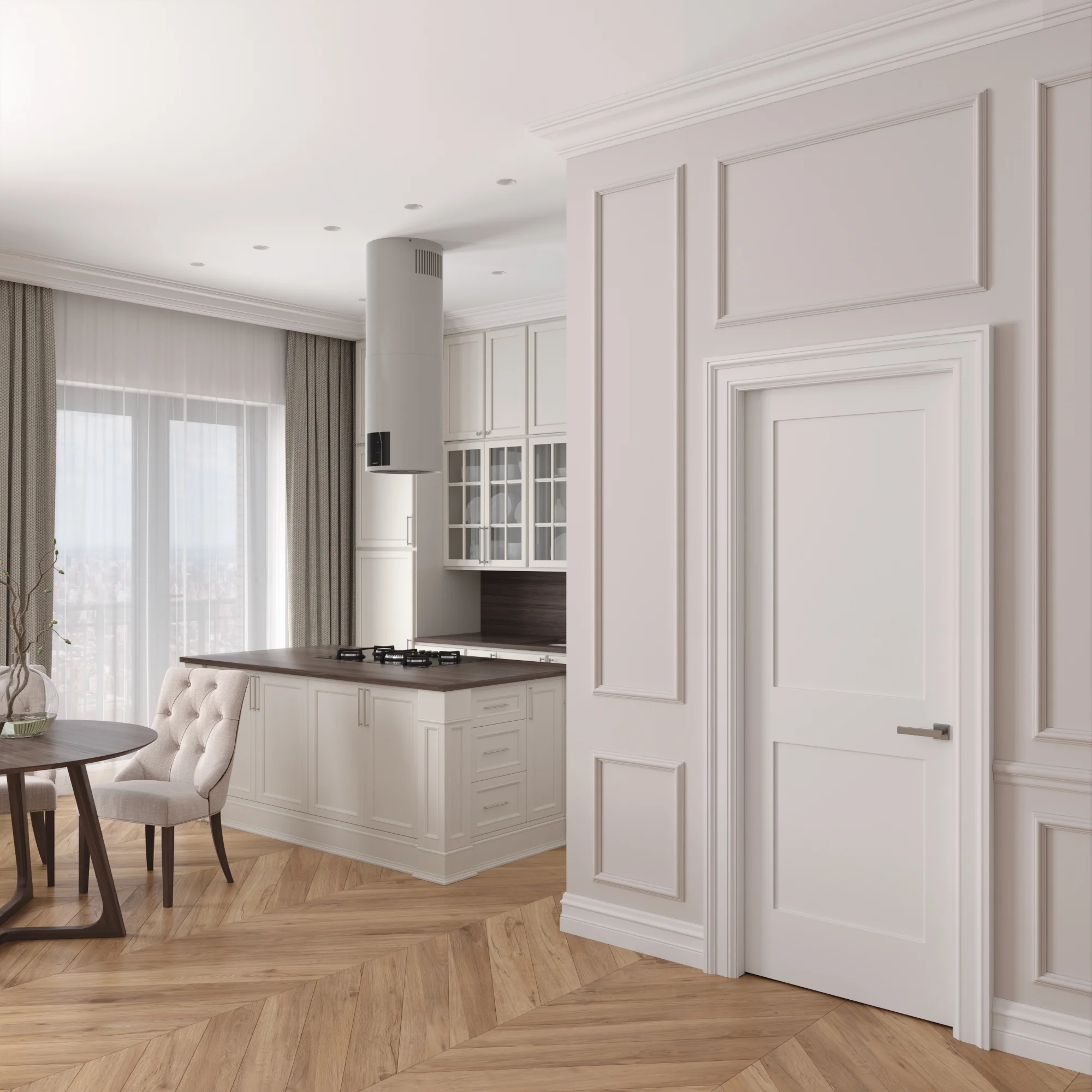 30 in. x 80 in. Right-Handed Solid Core White Primed Double Panel Prehung Interior Door Black Hinges