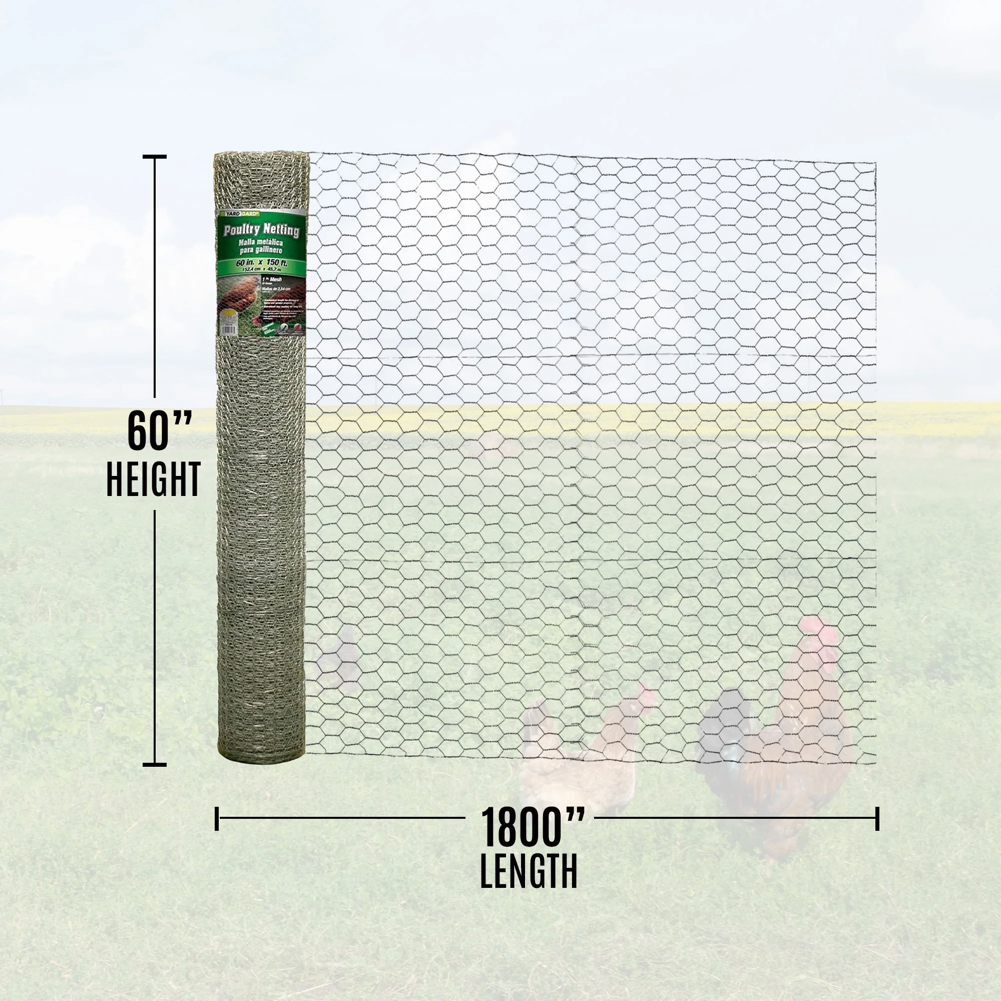 YARDGARD 5 Foot X 150 foot 1 Inch Mesh Poultry Netting