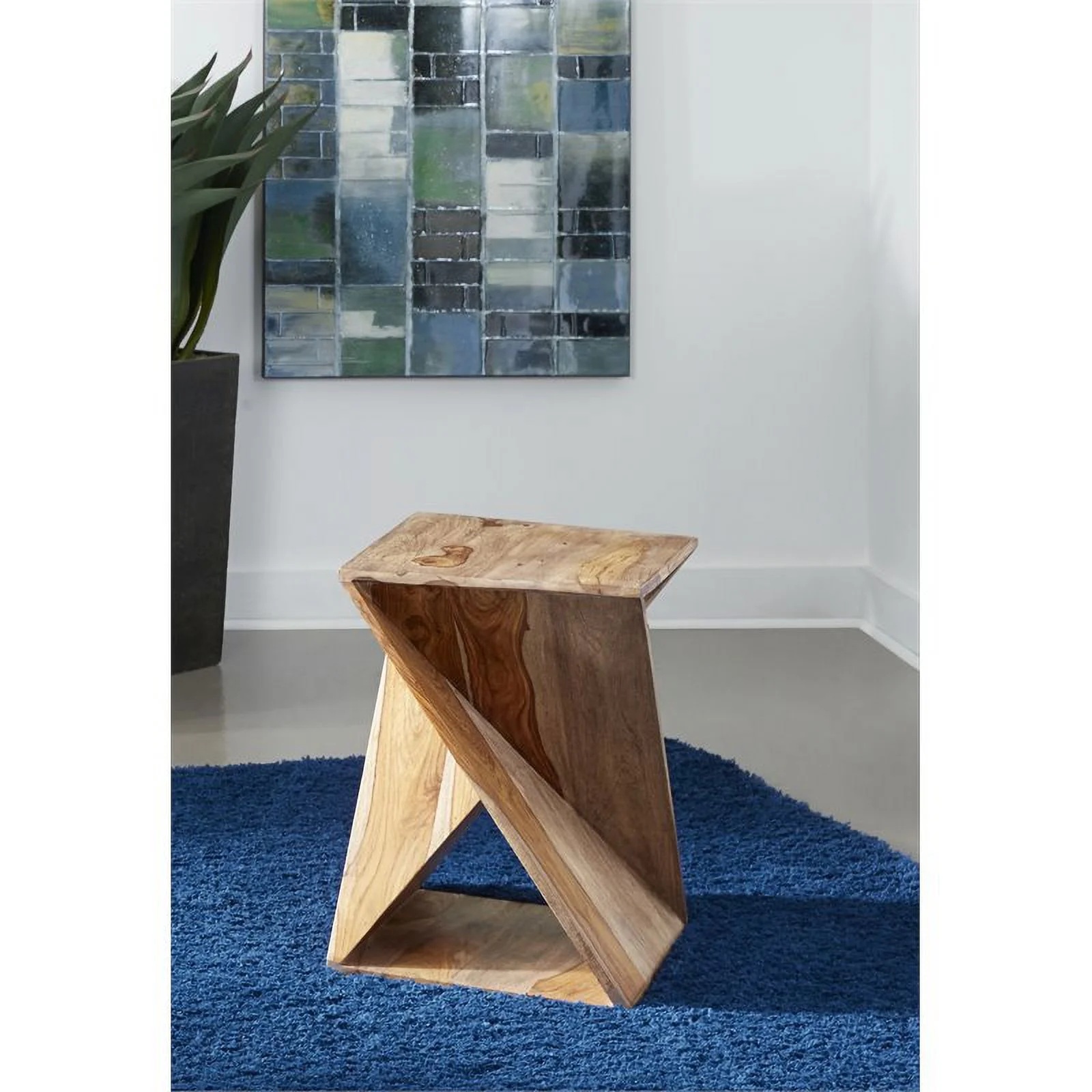 Treasure Trove Solid Wood Accent Table in Nut Brown