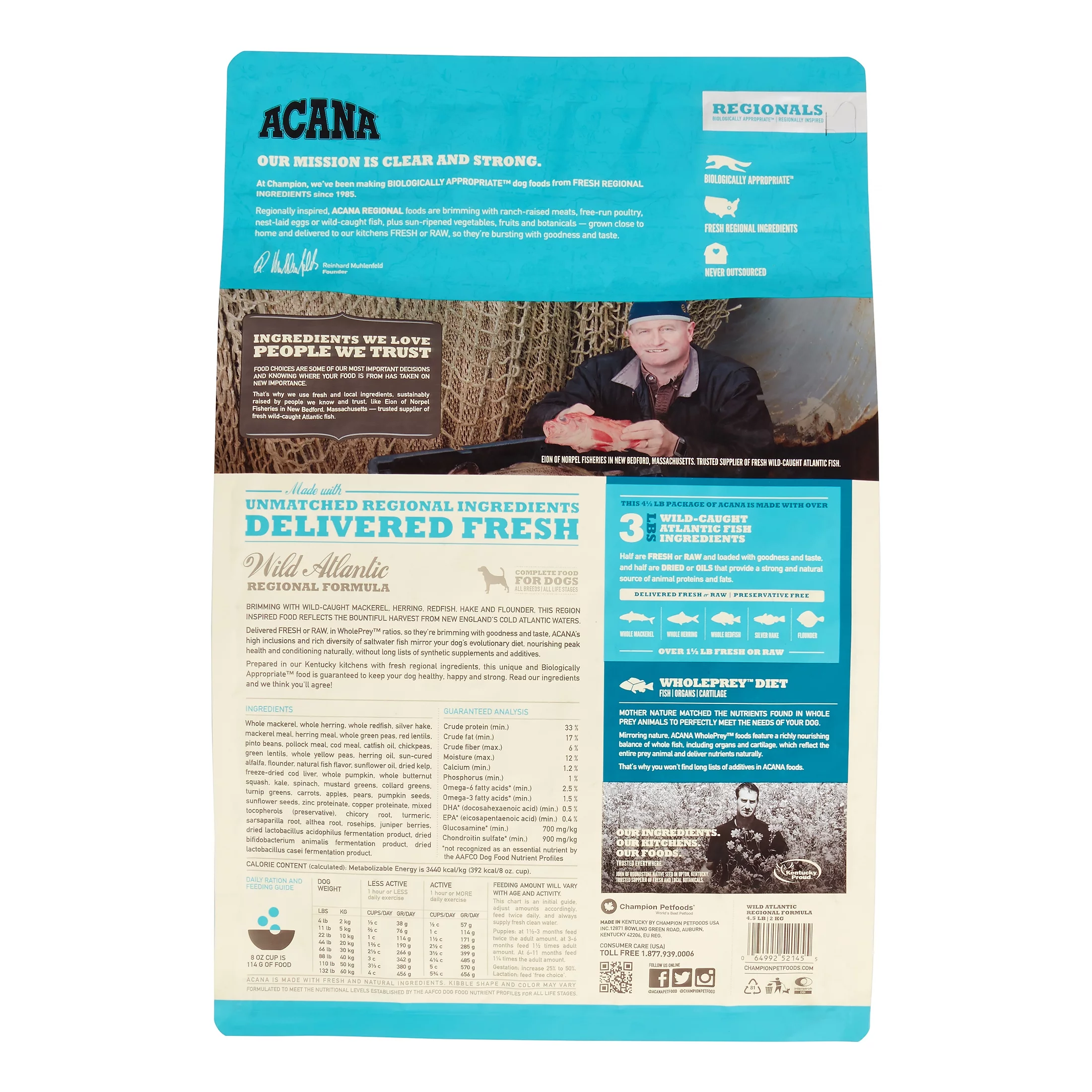 Acana Wild Atlantic Grain-Free Wild-Caught New England Fish & Kentucky Greens Dry Dog Food, 4.5 lb