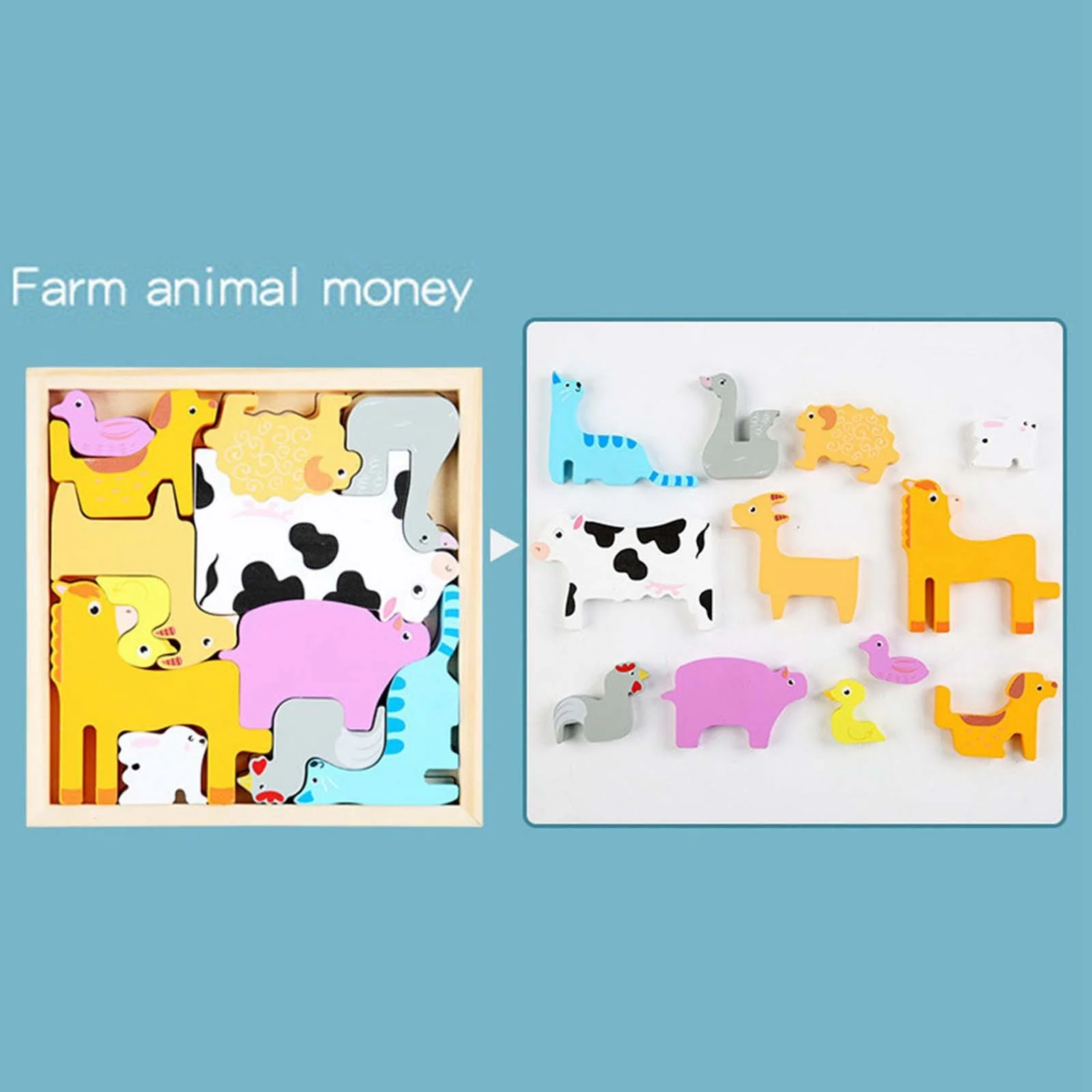 iju7gthy Toys for Ages 2-4 Montessori 4Th of July Party Children's Early EducationPuzzle Theme Fruit AnimalationThree Puzzle Building Kindergarten Enlightenment Toy Puzzle Board