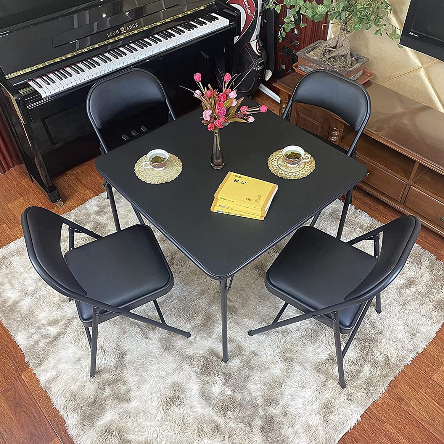 GIVIMO 4 Pack Folding Chair, Set Of 4, Black