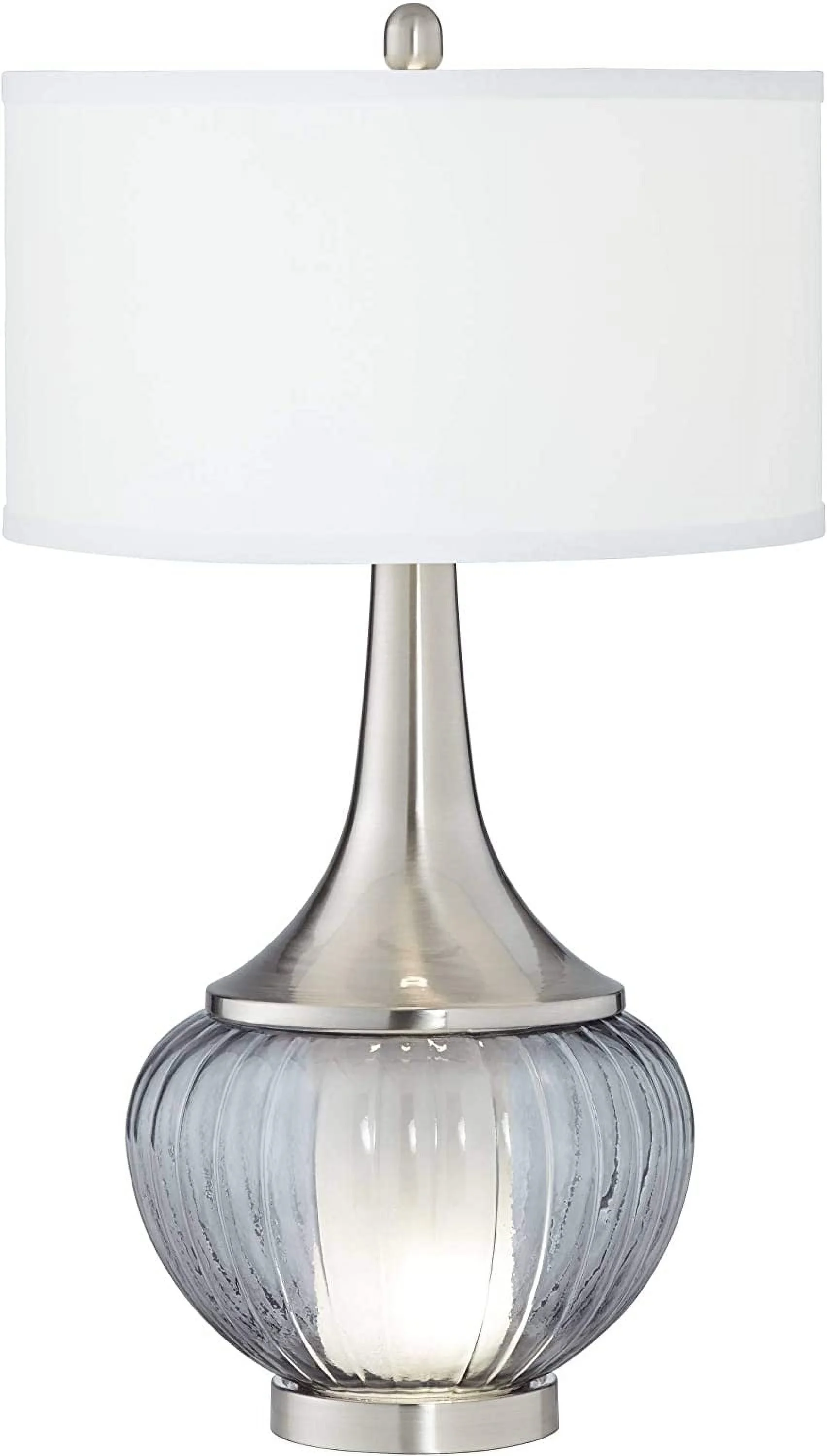 JYHOME Lighting Courtney 28 1/2" Tall Modern End Table Lamp Night Light Table Top Dimmer Gray Brushed Nickel Finish Glass Metal Single White Shade Living Room Bedroom Bedside Nightsta
