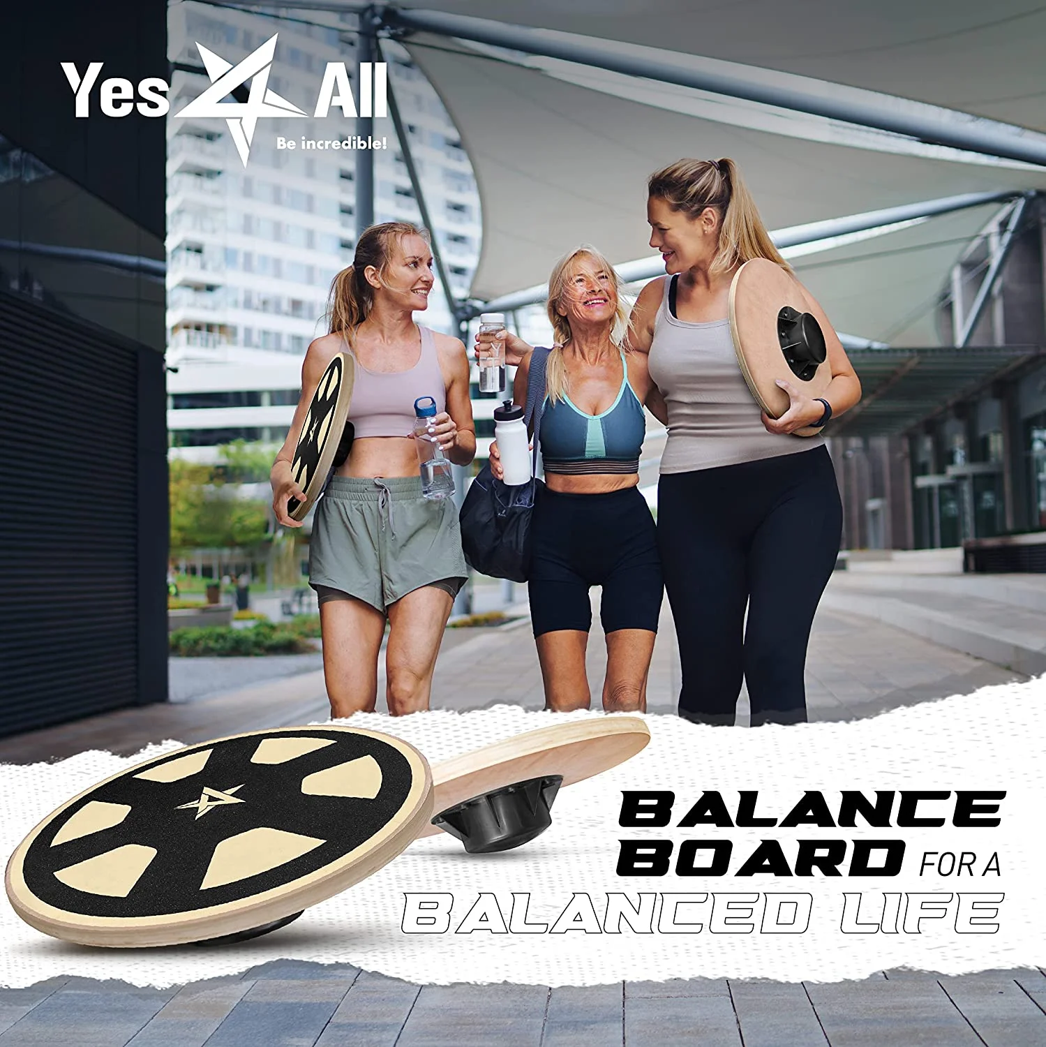 Yes4All Versatile Wooden Wobble Balance Trainer Board with 360 Degree Rotation - New Car Wheel Design