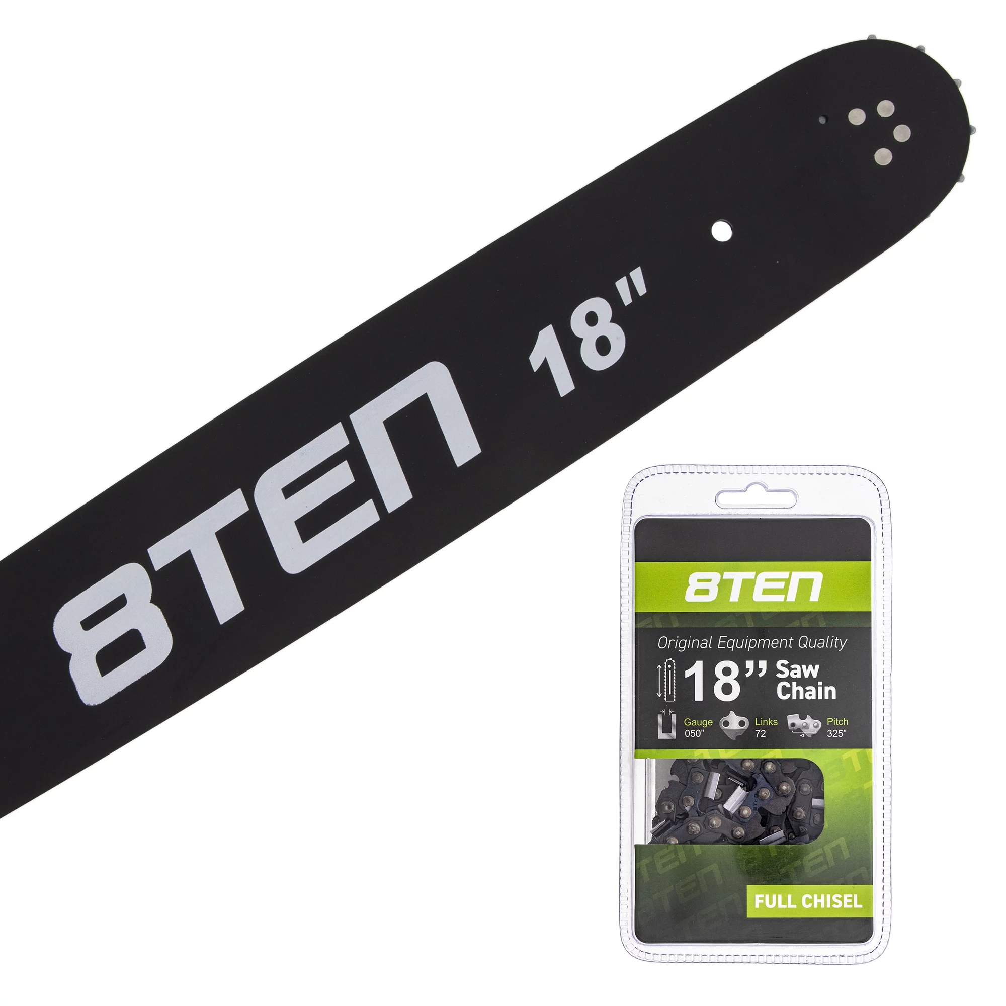 8TEN Chainsaw Bar and Chisel Chain 18 inch 72DL for Husqvarna 450 Rancher MK1002912