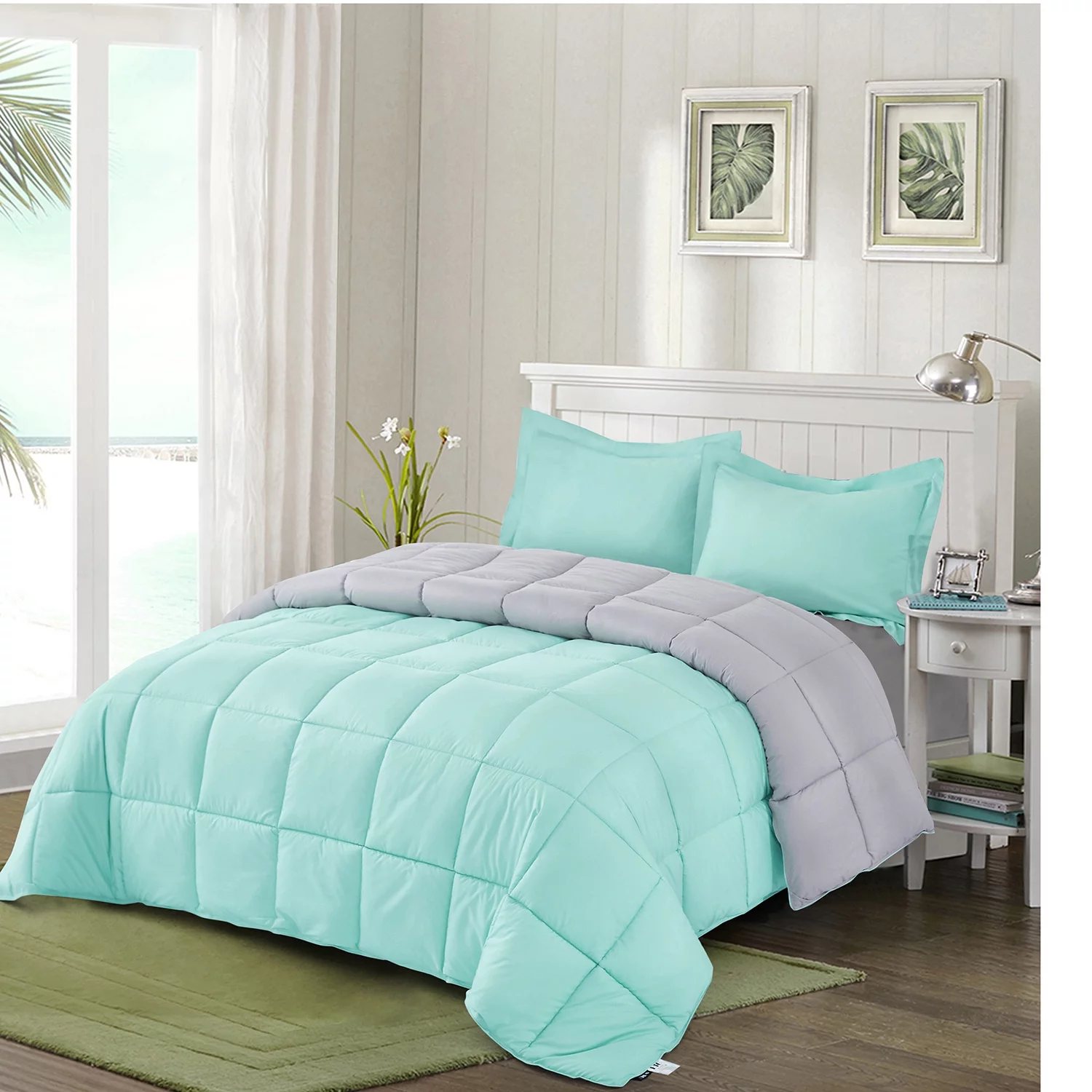 Unique Home Alternative 2pc Goose Down Clearance Comforter Soft Premium Color Duvet Covers Comforter Set (Twin, Light Blue)