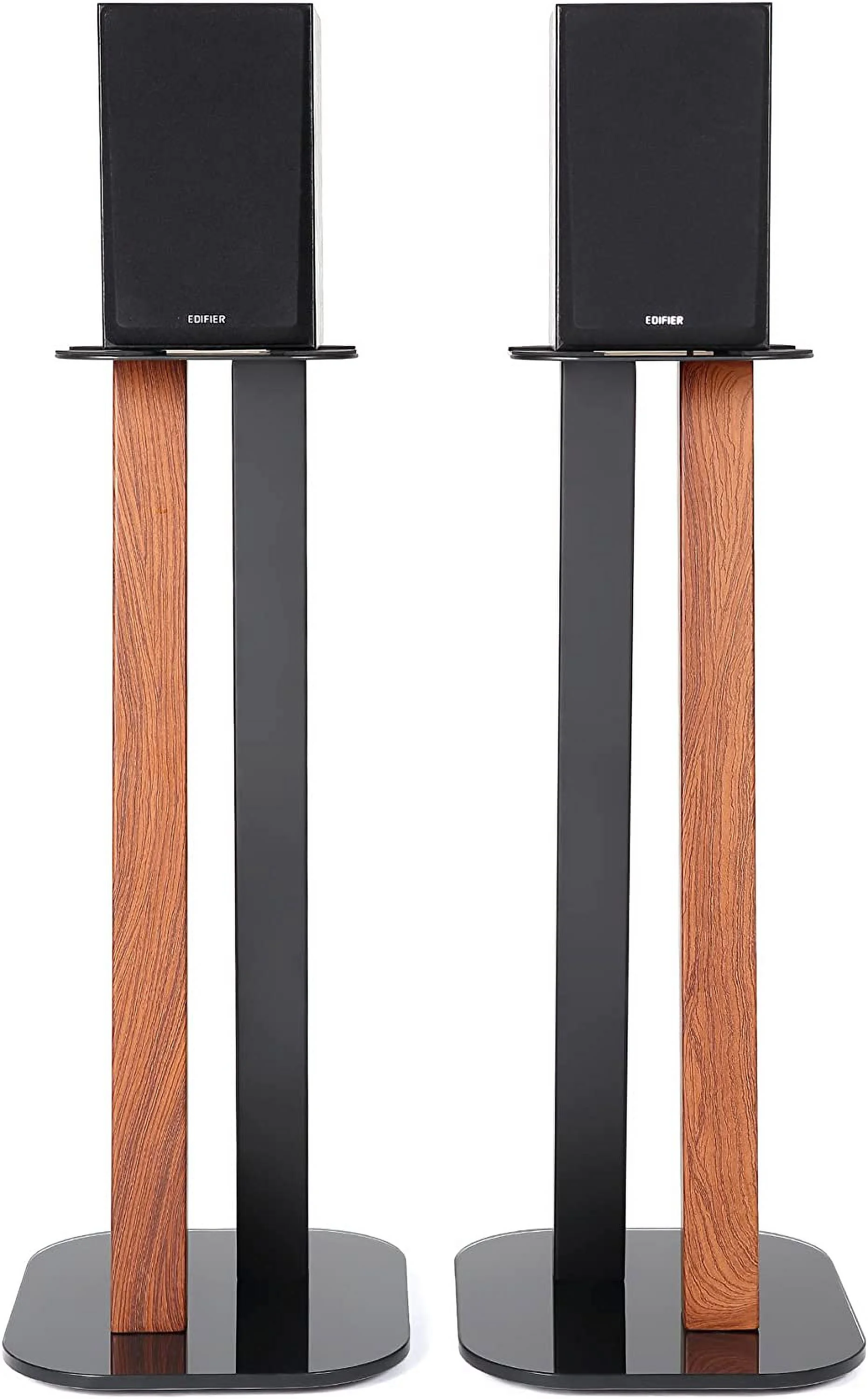 YILAN One Pair Fixed Height Universal Speaker Floor Stands - 600 Series - Cedar Black