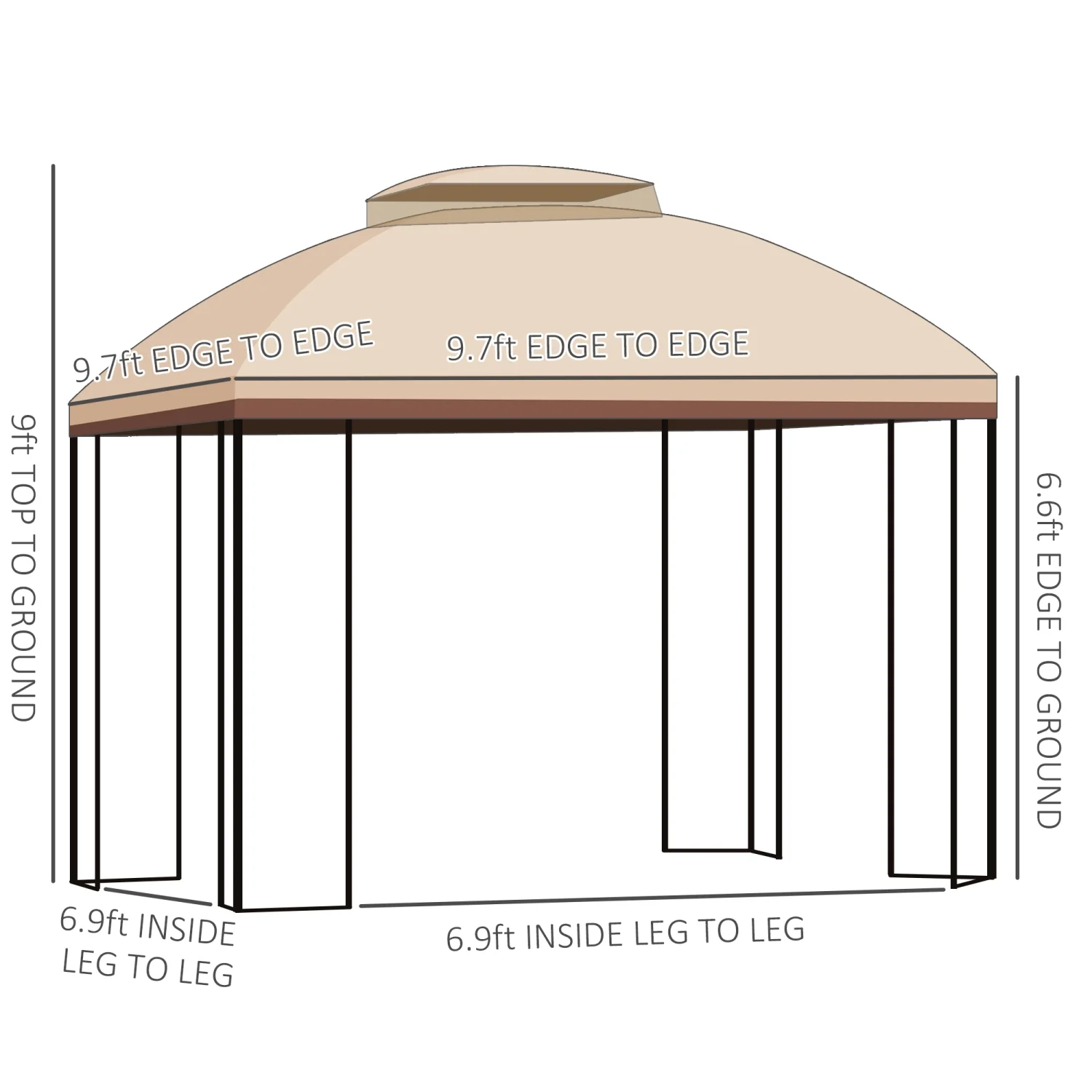 YLtoohoom 10‘ x 10‘ Patio Gazebo with Corner Shelves  Double Roof Outdoor Gazebo Canopy Shelter with Removable Mesh Netting  for Garden  Lawn  Backyard and Deck  Beige