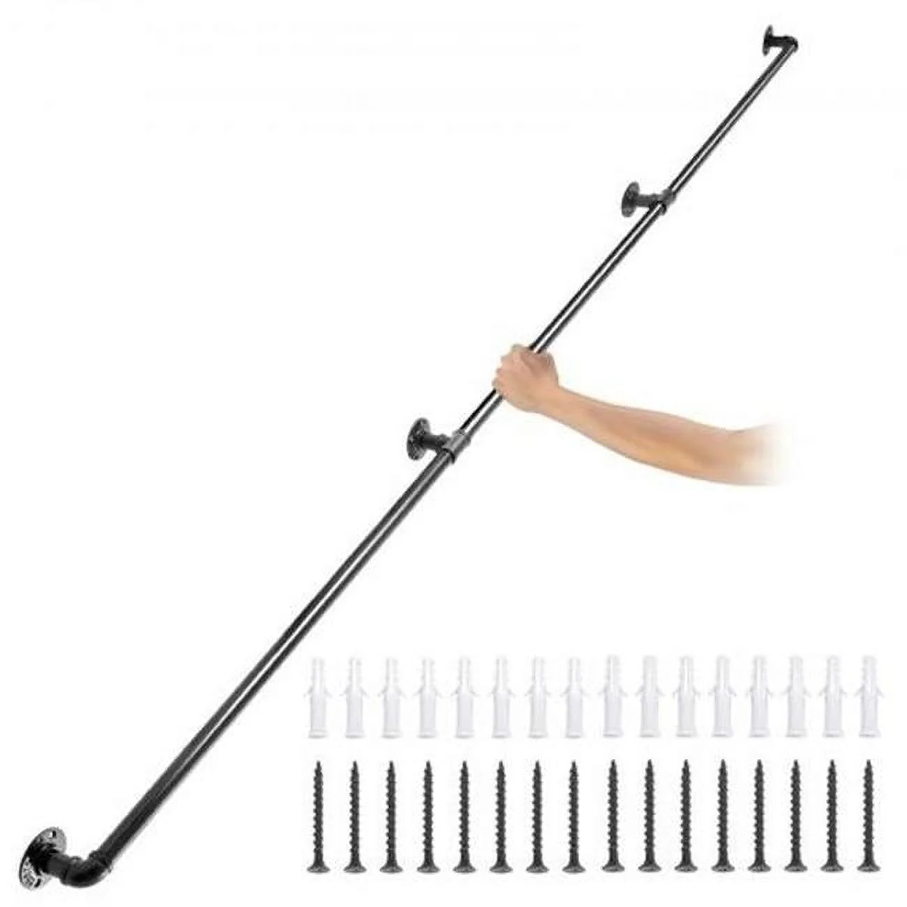 Vevor  10 ft. Staircase Pipe Stair Handrail with 440 lbs Load Capacity Carbon Steel Pipe, Black