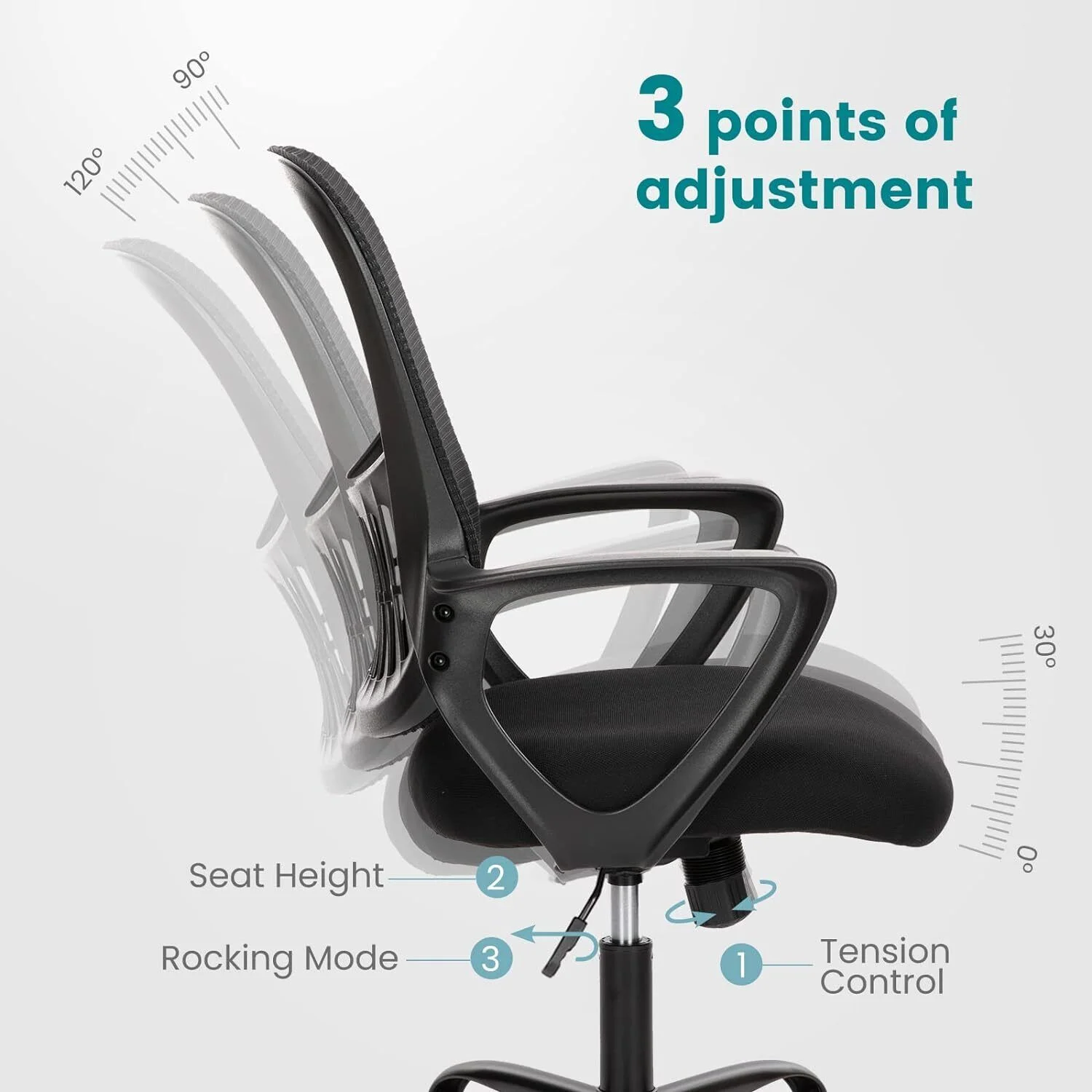 Ergonomic Mid-Back Mesh Rolling Office Computer Desk Chair with Wheel